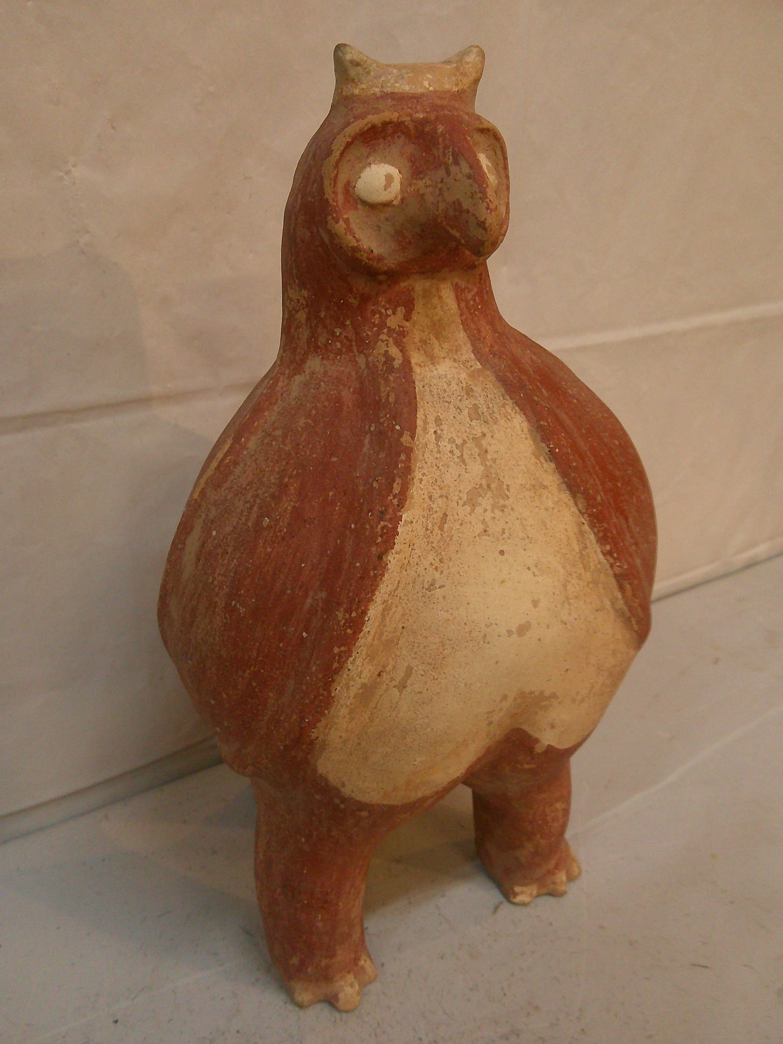Terracotta Hooded Owl Effigy Water Vessel (1 of 7)