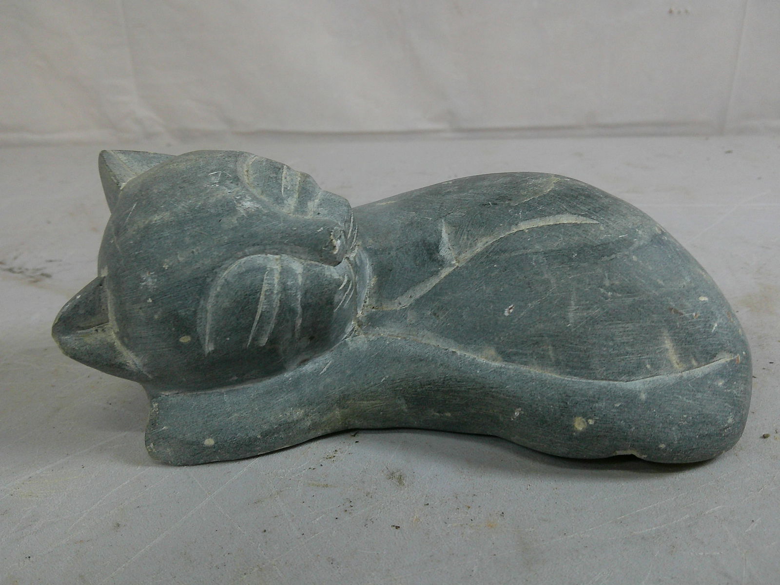 Hand Carved Soapstone Sleeping Cat: Hand Carved Soapstone Sleeping Cat