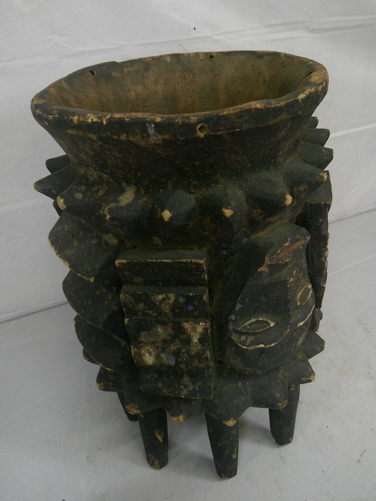 Hand Carved Wooden African Mortar: Hand Carved Wooden African Mortar. Used for grinding or pounding substances