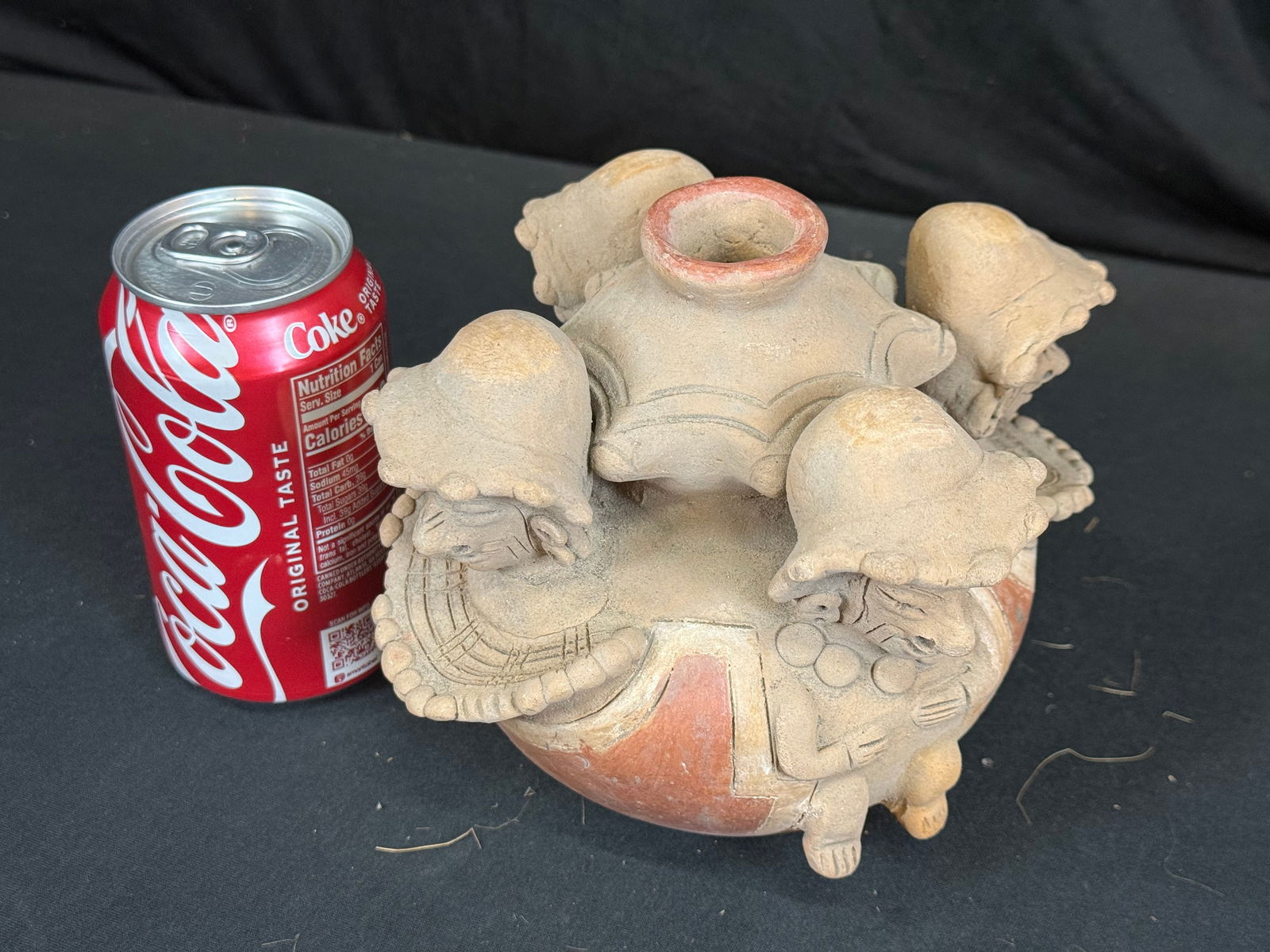 Pre Columbian style clay vessel w/4 figures (1 of 6)