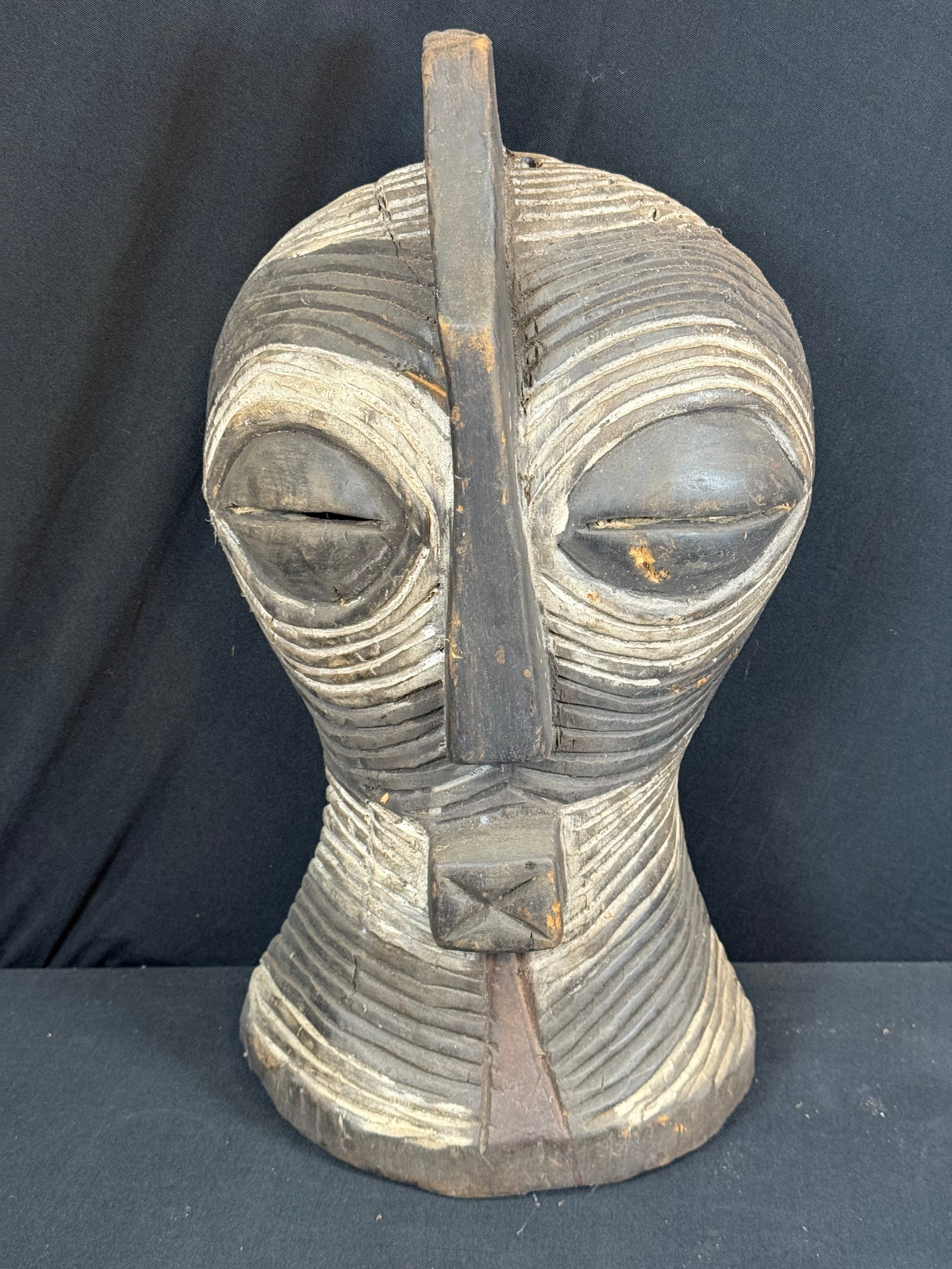 Hand Carved Wooden African Mask: Pre columbian style terracotta vessel