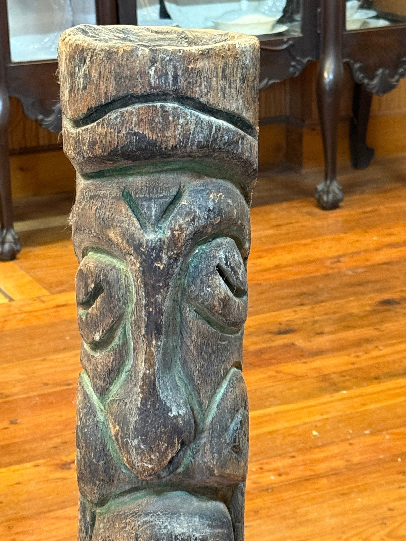 Hand carved wooden totem pole (1 of 4)