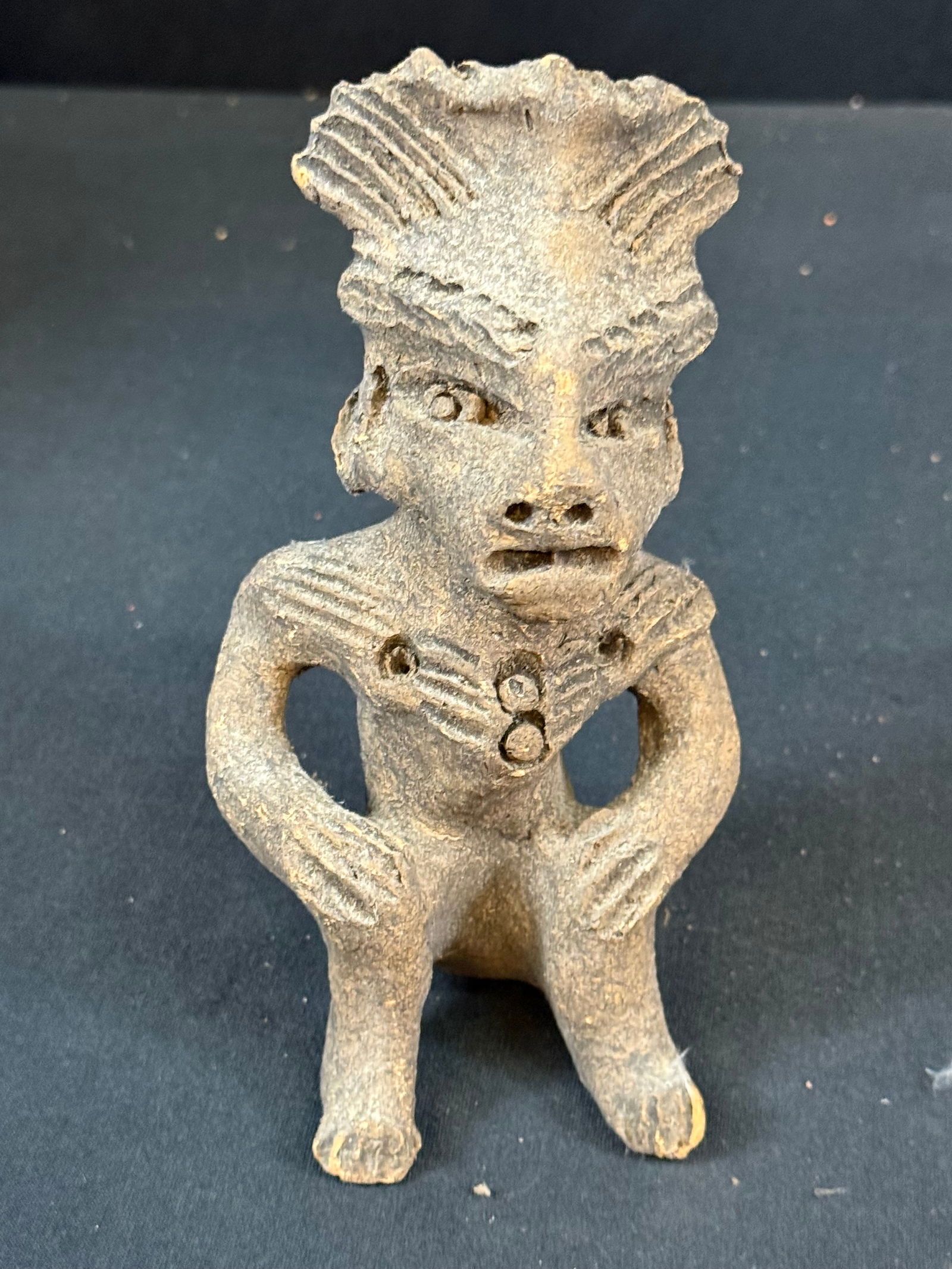 Pre columbian style Mayan Basalt Deity figure stone carving (1 of 3)