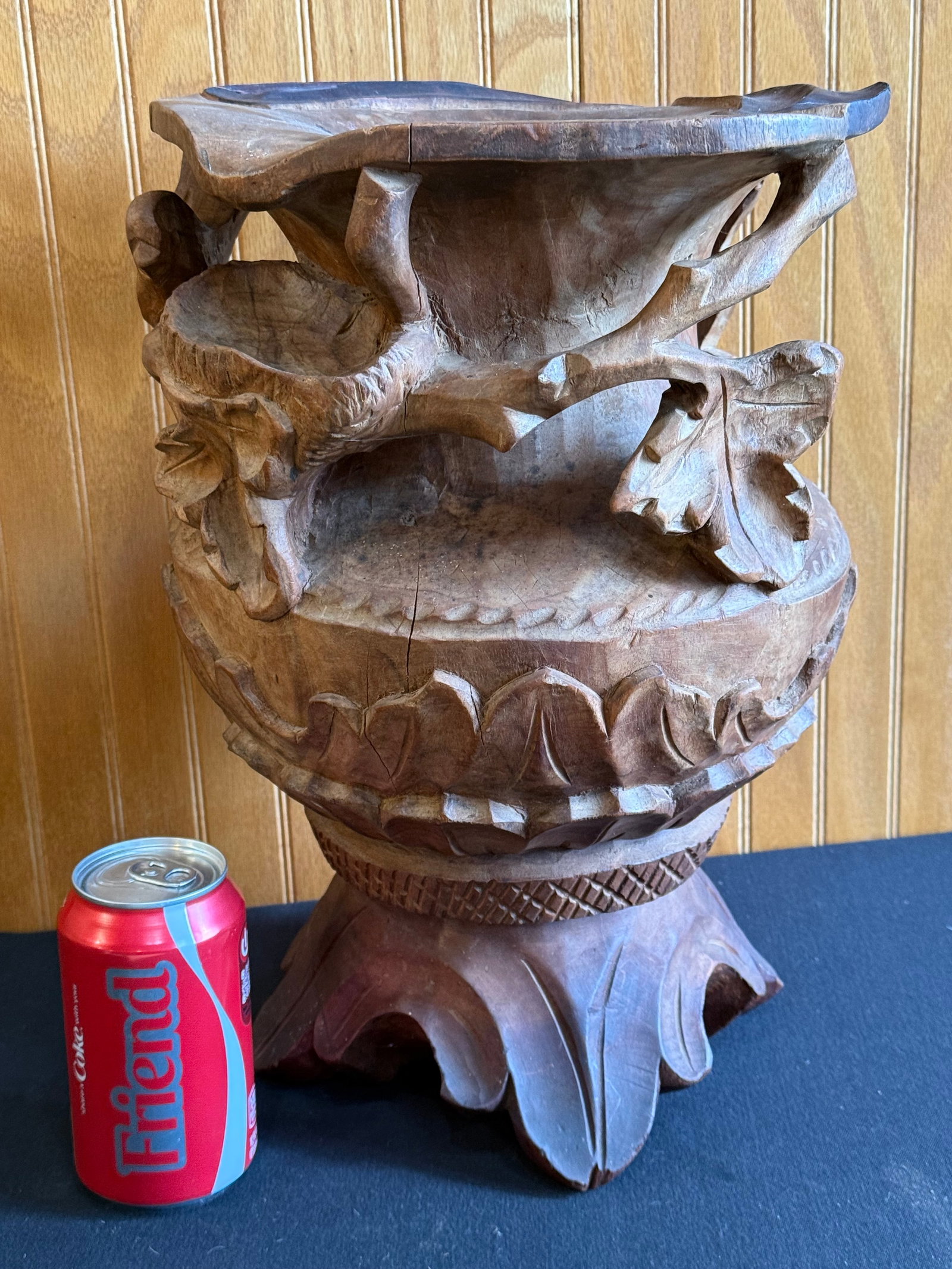 Hand carved wooden vase: Hand carved wooden vase