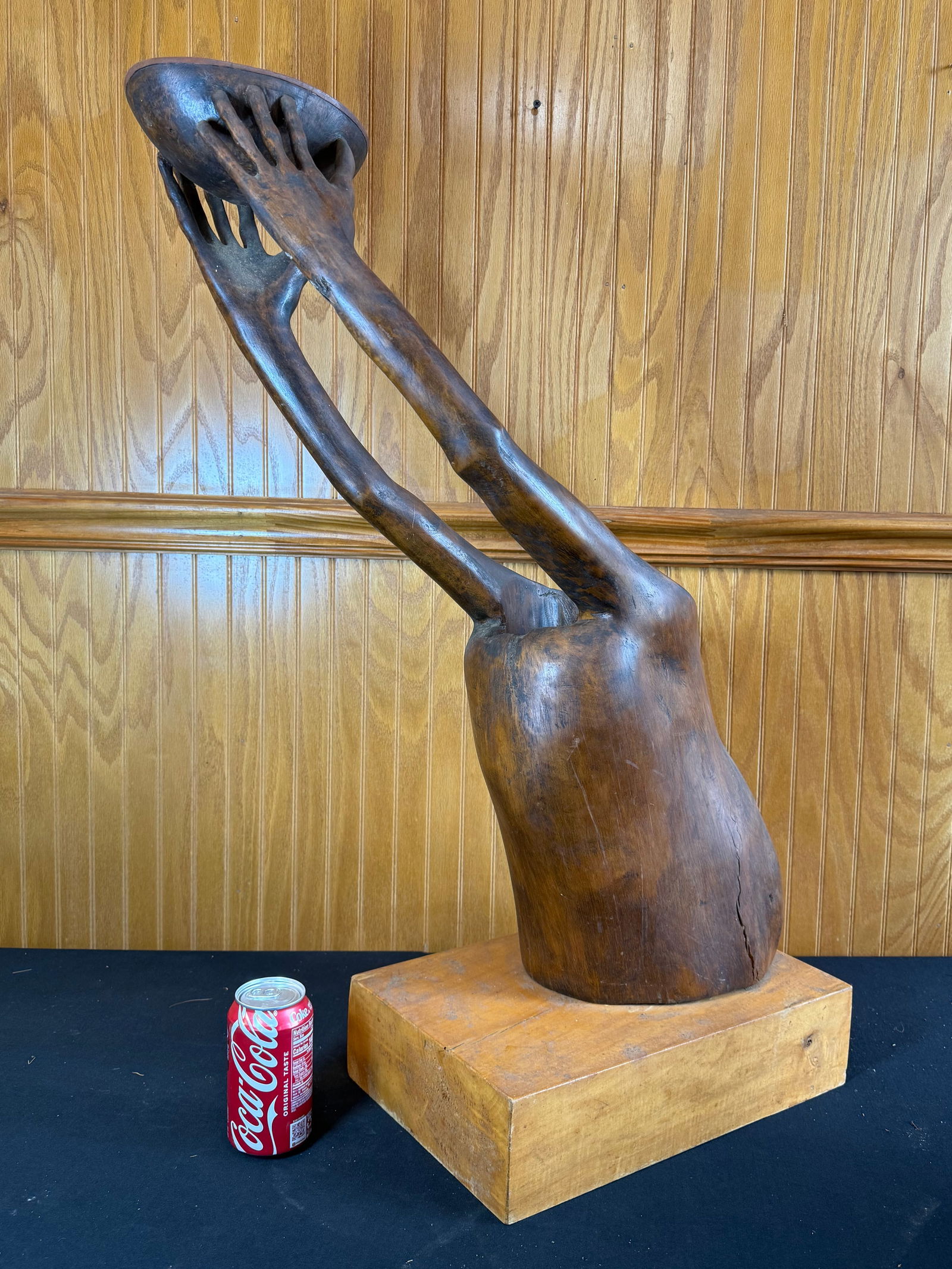 African hand carved hardwood statue (1 of 5)