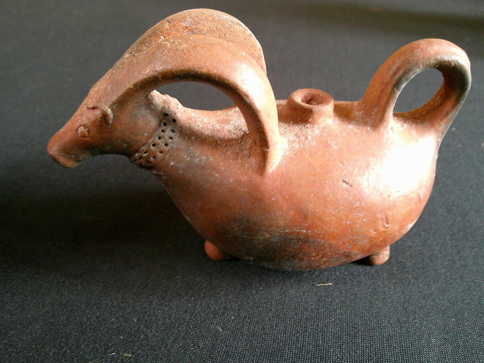 Pre Columbian style terracotta goat figurine (1 of 3)