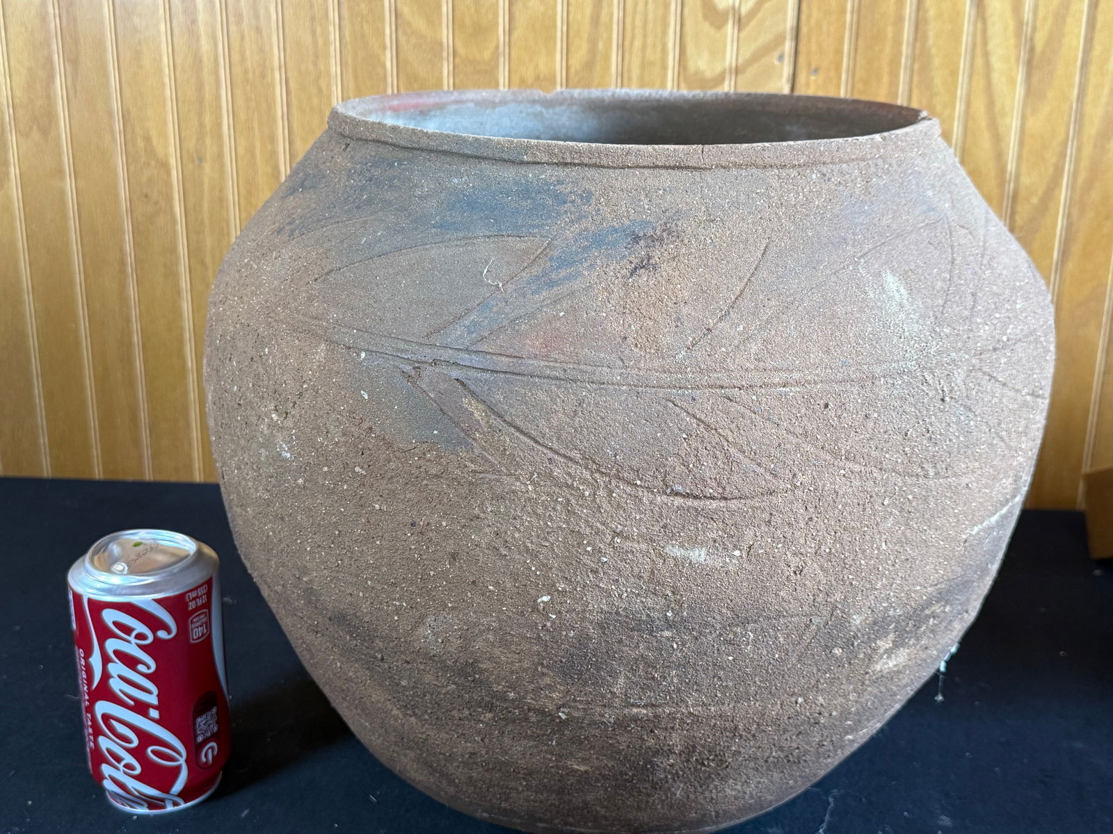 Large terracotta pottery planter w/insized decorations (1 of 3)