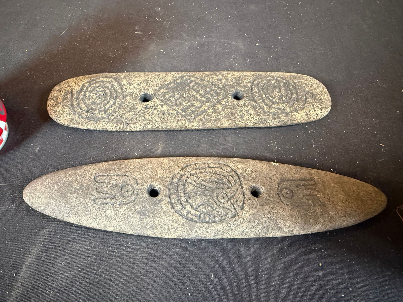 Lot of 2 stone gorgets: Lot of 2 stone gorgets