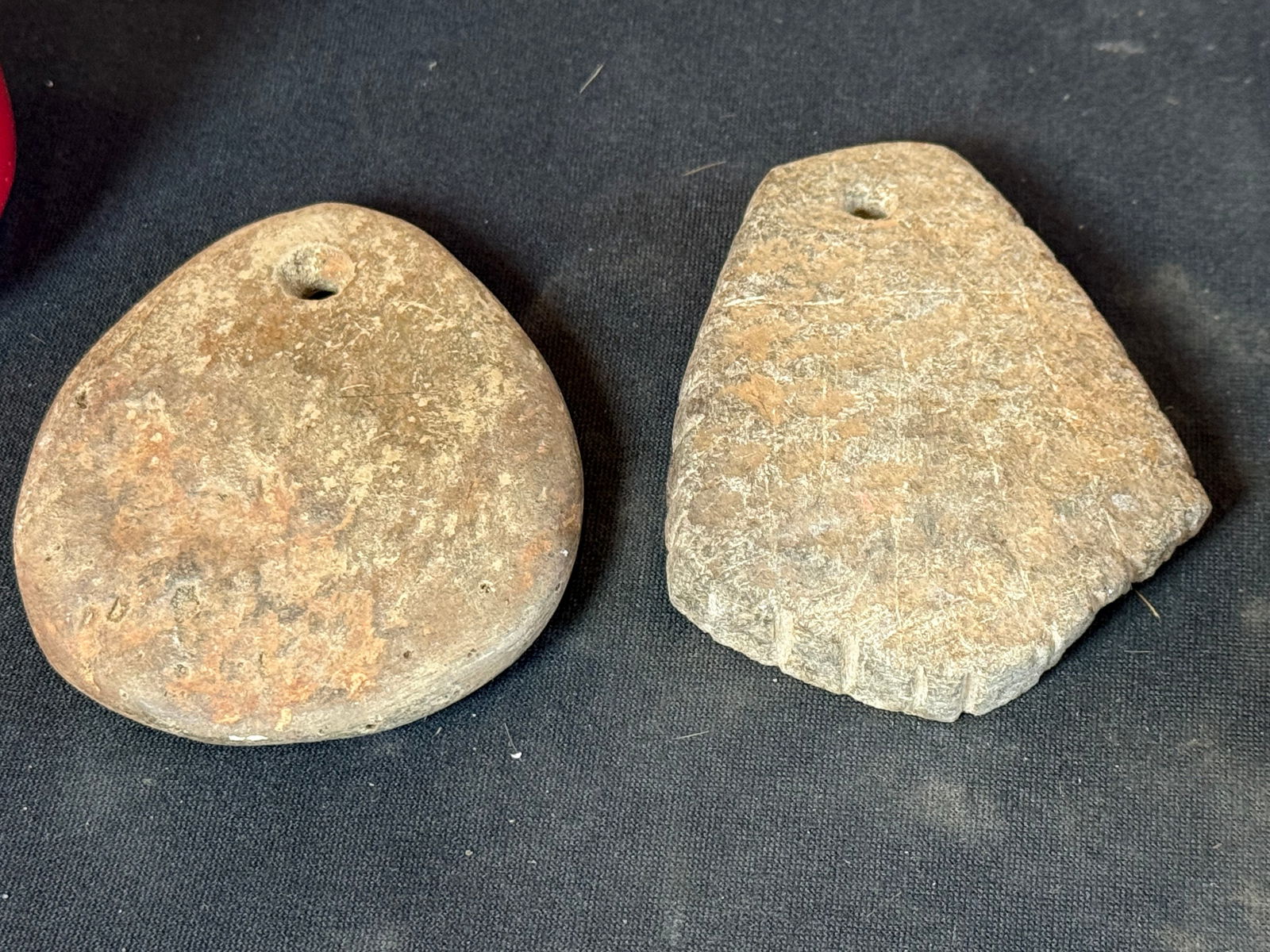 Lot of 2 stone gorgets: Lot of 2 stone gorgets