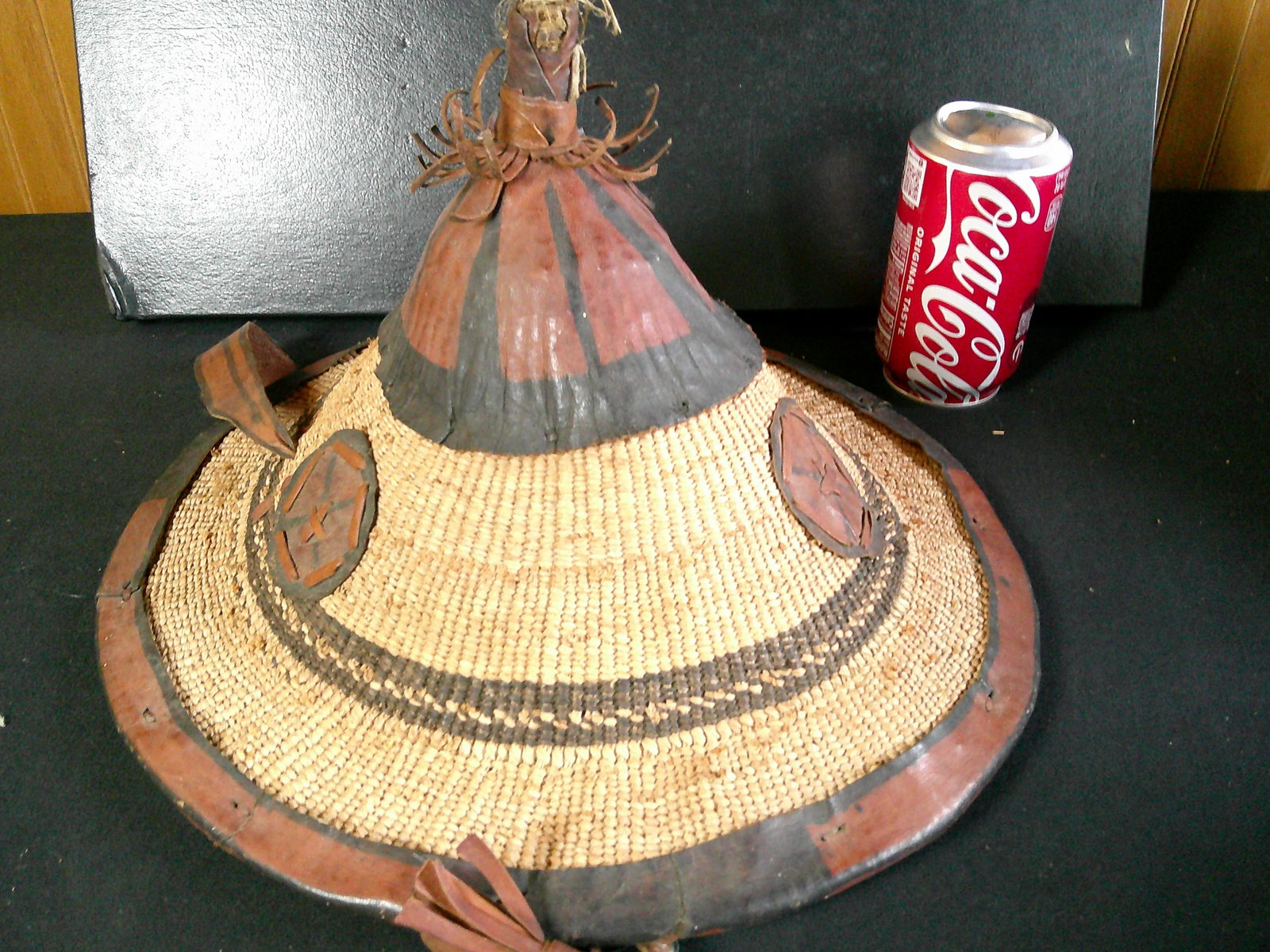 African Fulani tribal conical fiber hat: African Fulani tribal conical fiber hat