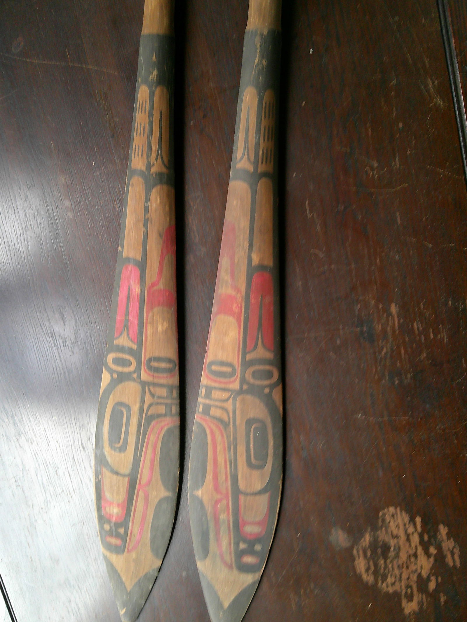 Pair of hand painted wooden paddles (1 of 11)