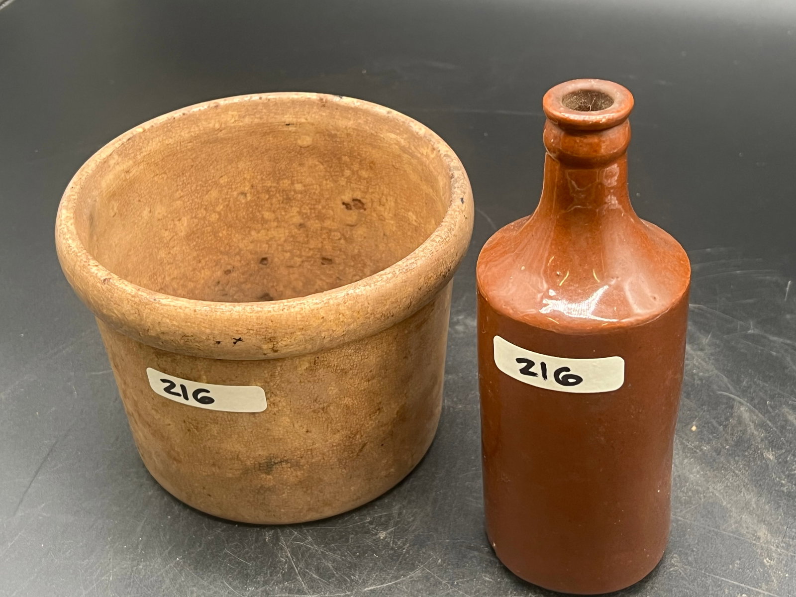 2 pc.  Stoneware Butter Crock & Bottle (1 of 10)