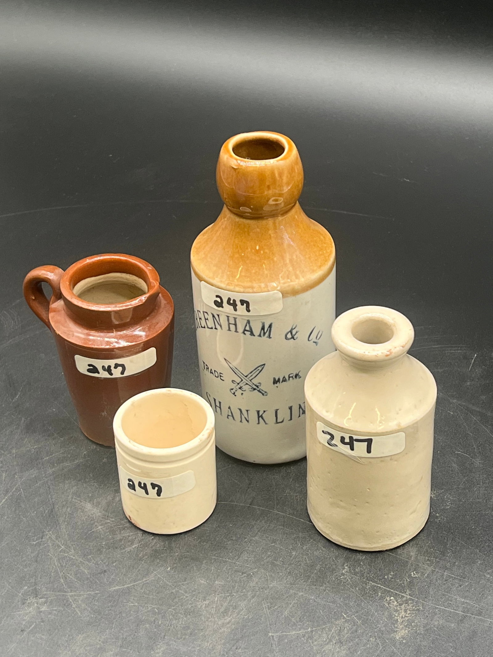 Lot of 4 Ink Bottles, small pitcher, & sm Crock (1 of 13)