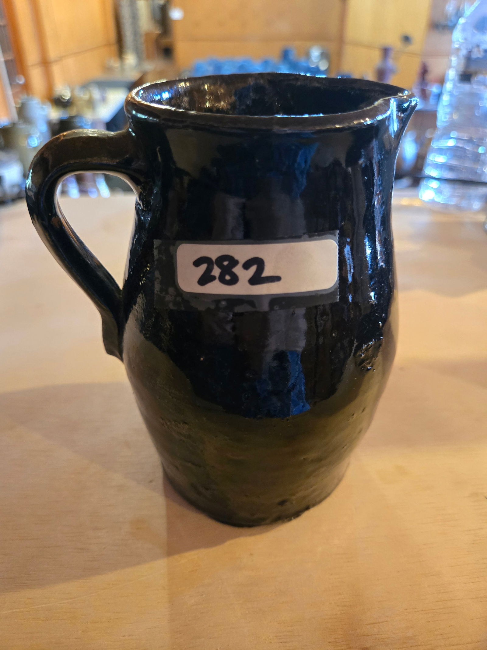 Small Brown Glaze Stoneware Cream Pitcher (1 of 4)