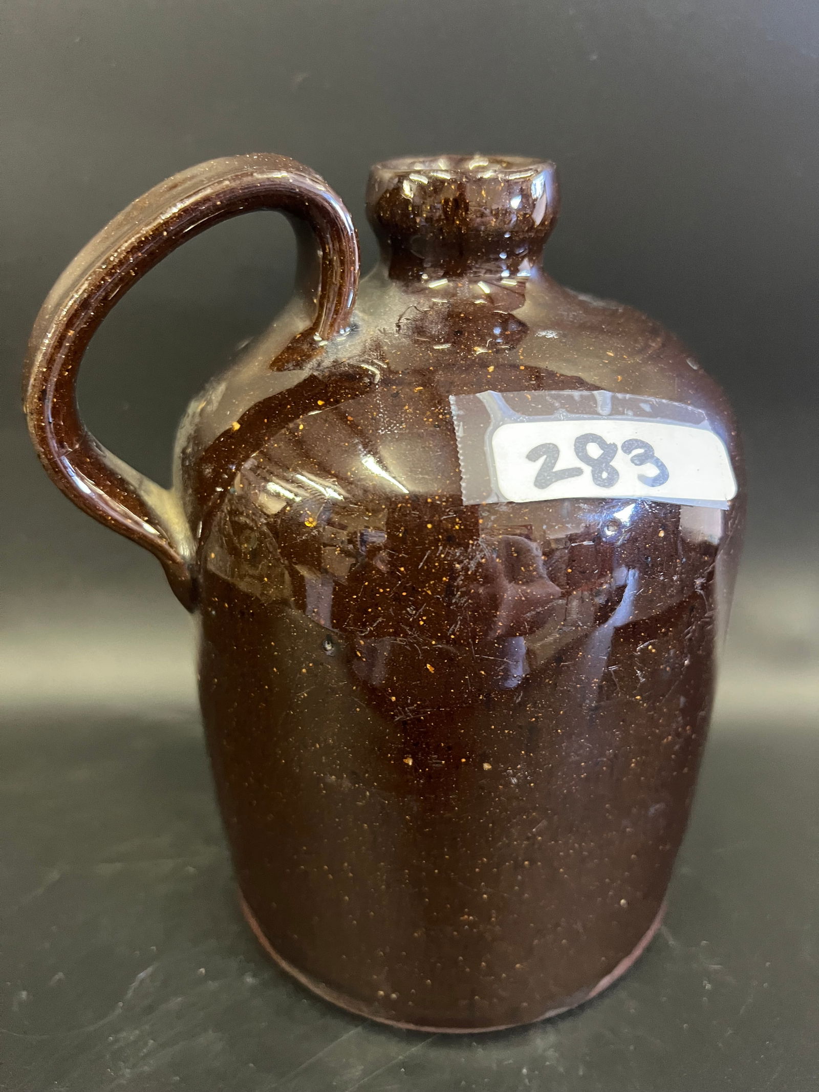 Small Brown Glaze Redware Jug: Small Brown Glaze Redware Jug (99)