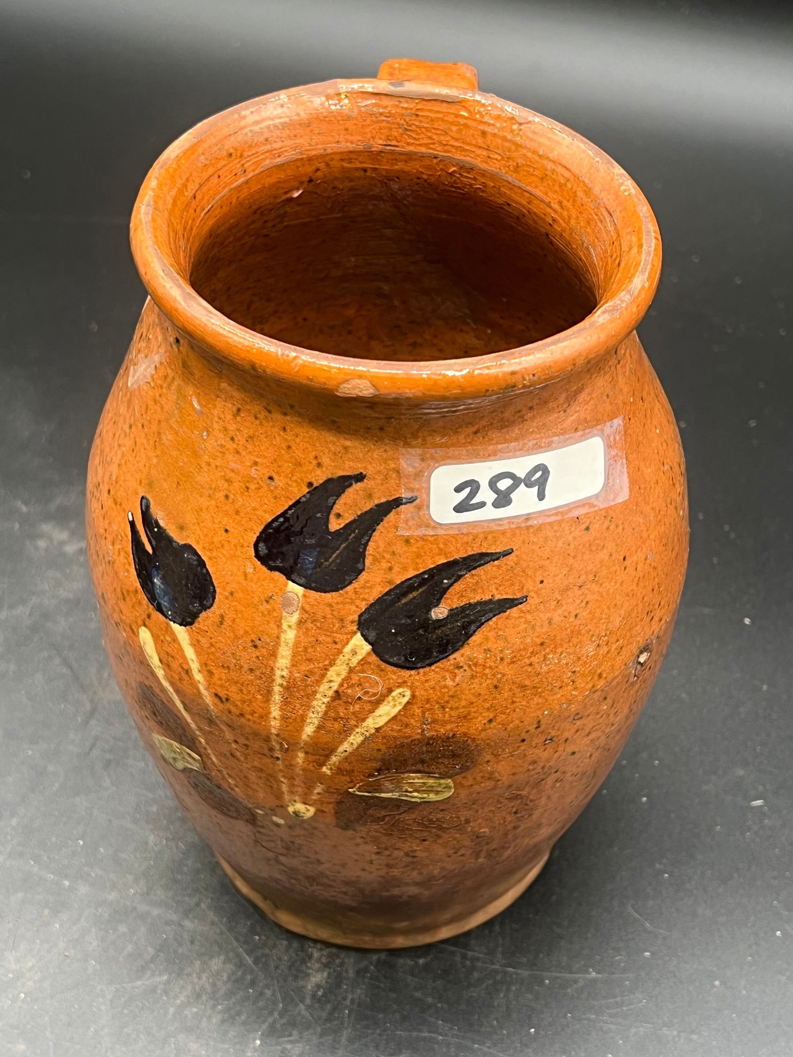 Redware Paint Decorated Pitcher: Redware Paint Decorated Pitcher (18)