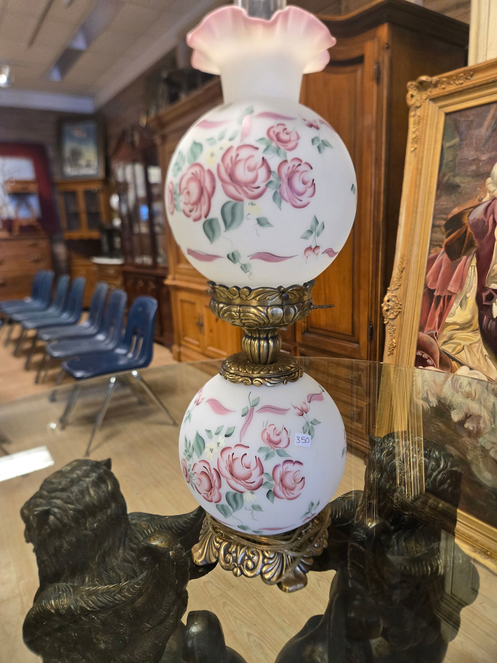 Fenton Gone with the Wind Style Lamp (1 of 5)