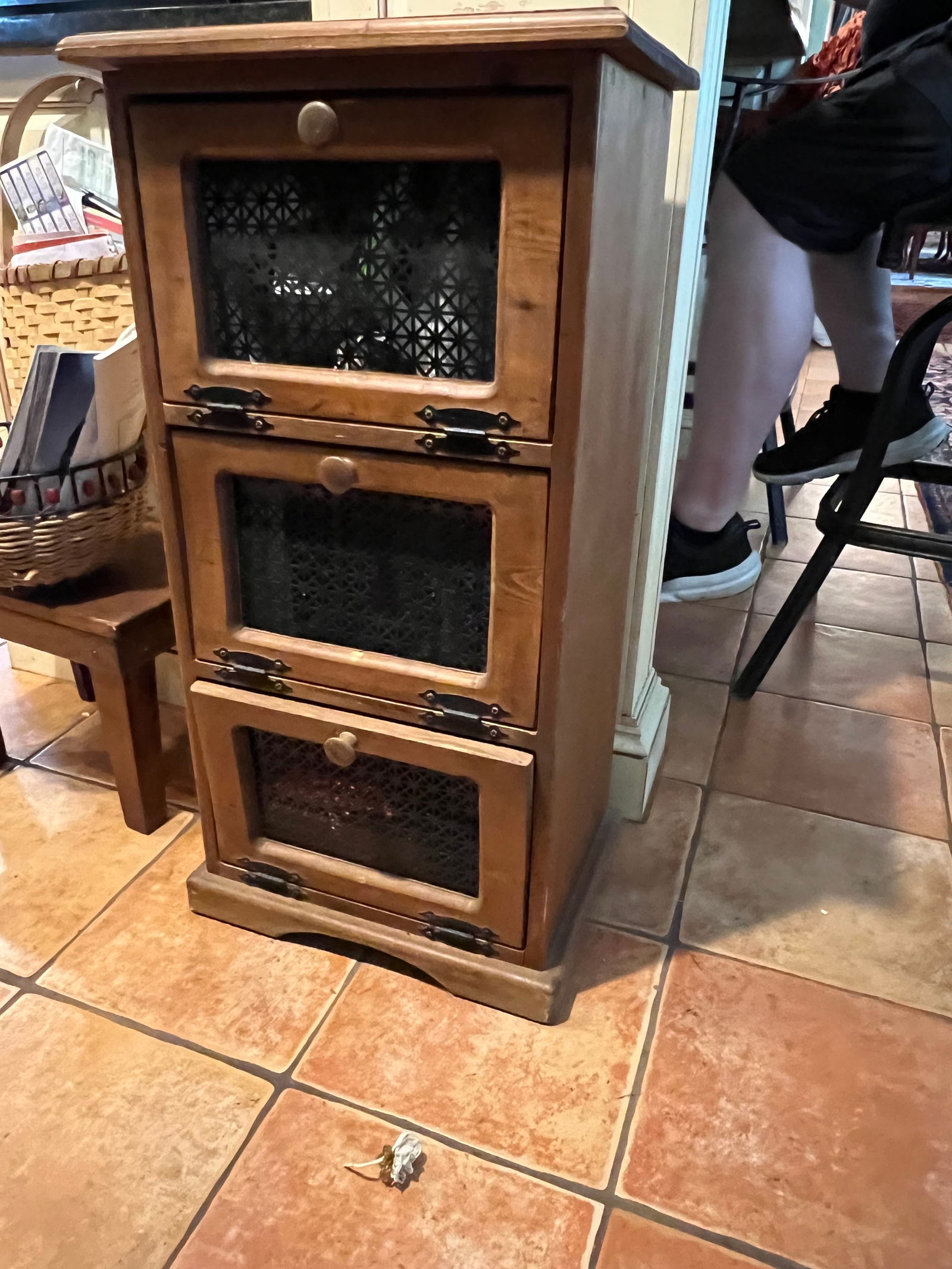 Mahogany 3 Door Onion & Potato Storage Cabinet (1 of 6)