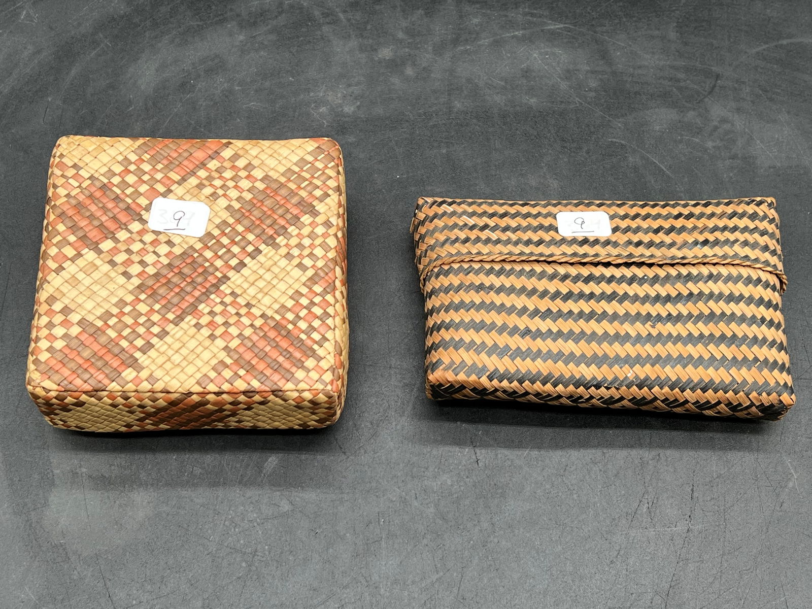 Lot of 2 Hand Woven Native American Boxes: Lot of 2 Hand Woven Native American Boxes