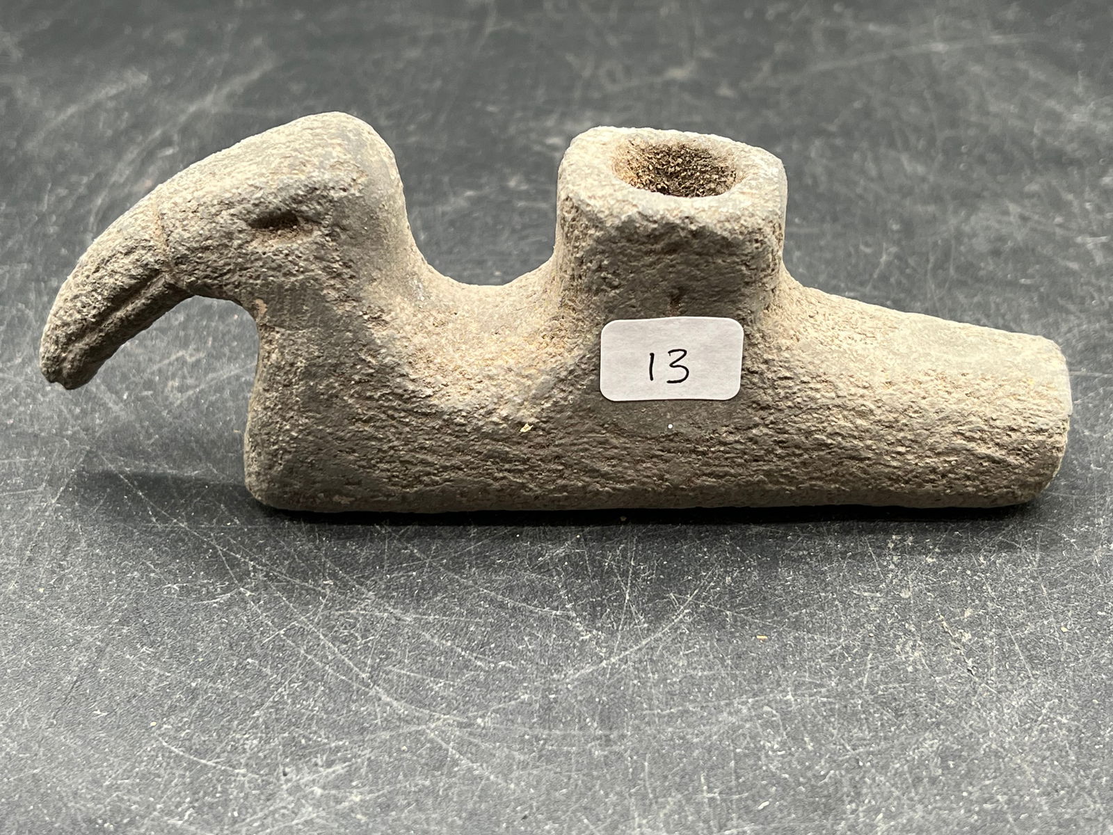 Native American Stone Effigy Bird Pipe: Native American Stone Effigy Bird Pipe