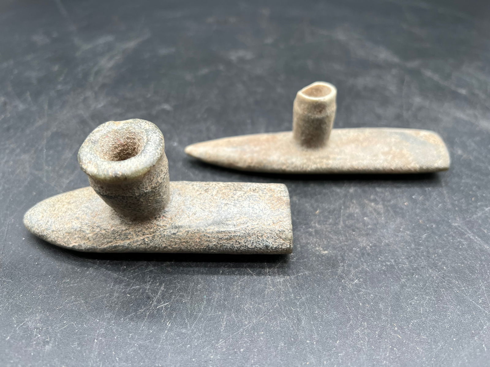 Lot of 2 Native American Polished Stone Pipes: Lot of 2 Native American Polished Stone Pipes