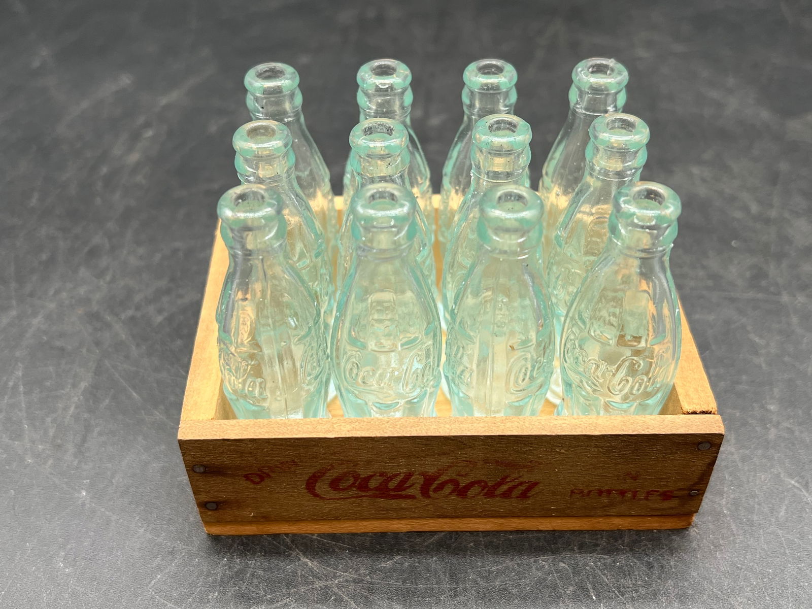 12 Coca Cola Miniature Bottles with Crate: 12 Coca Cola Miniature Bottles with Crate