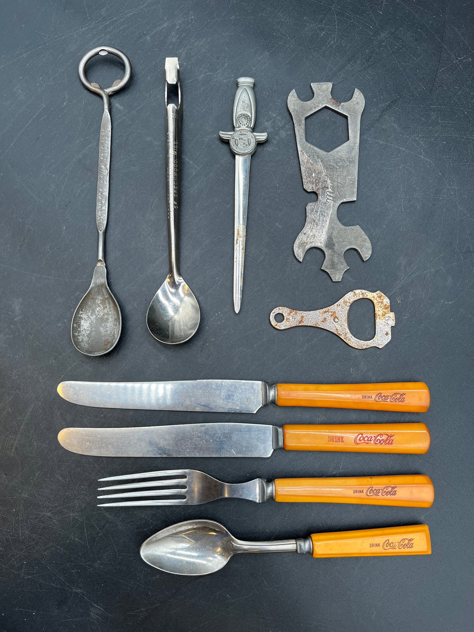Lot of 9 Early Advertising Utensils: Lot of 9 Early Advertising Utensils