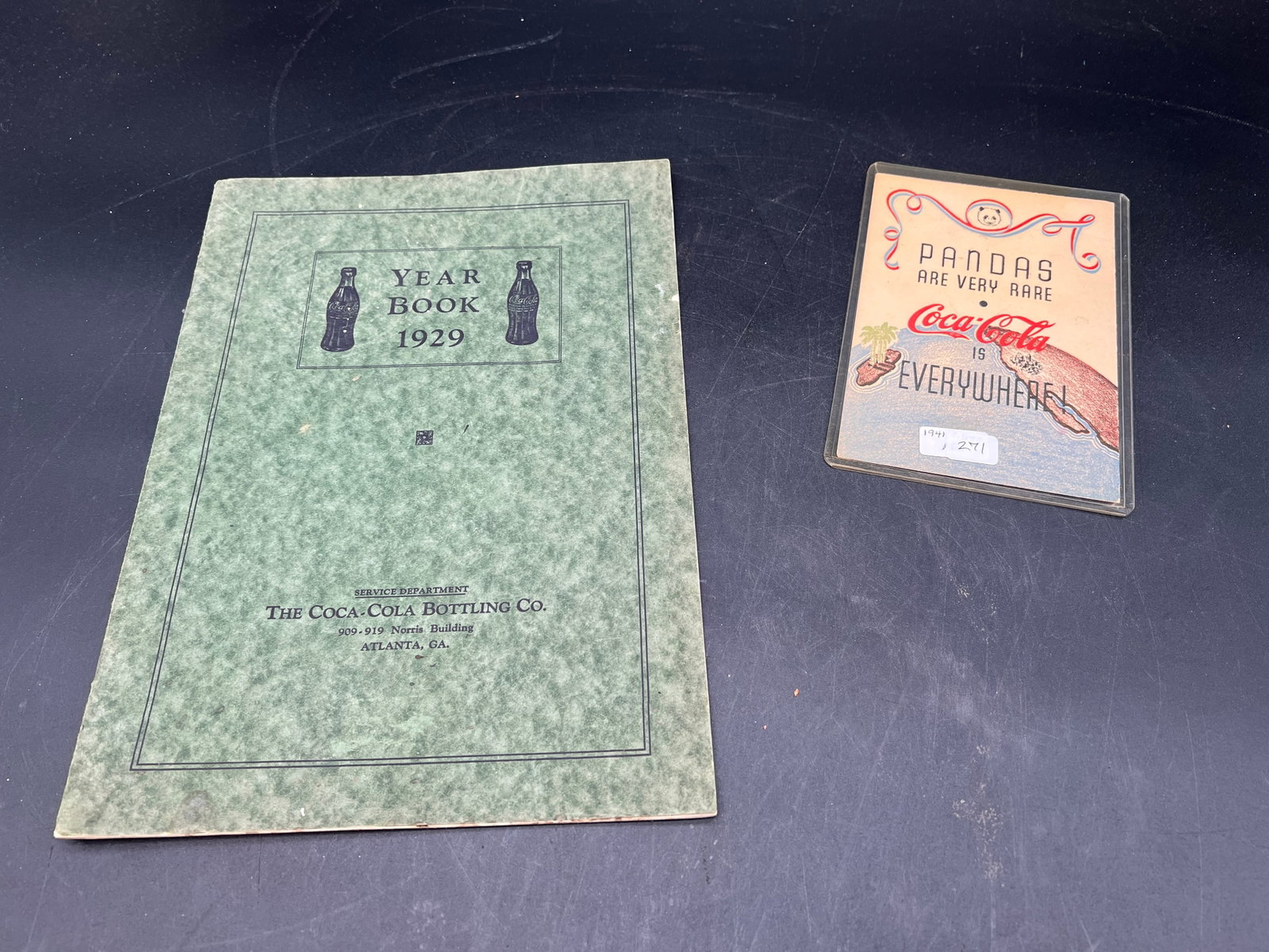 1941 Coca Cola Advertising Card and 1929 Yearbook: 1941 Coca Cola Advertising Card and 1929 Yearbook