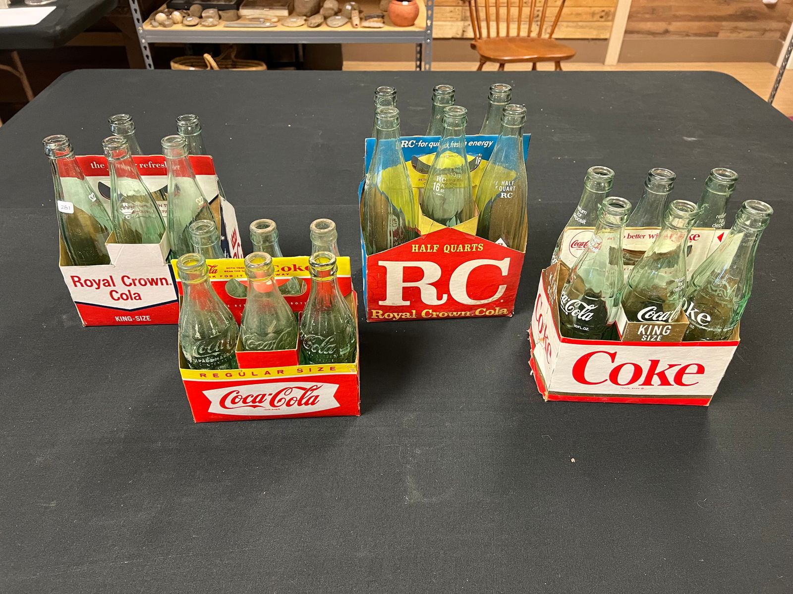 4 6 Packs of Early Bottles: 4 6 Packs of Early Bottles. 5 pack RC 10 oz, Coca Cola 10 oz, Coca Cola 6.5 oz, and RC Cola 10 oz