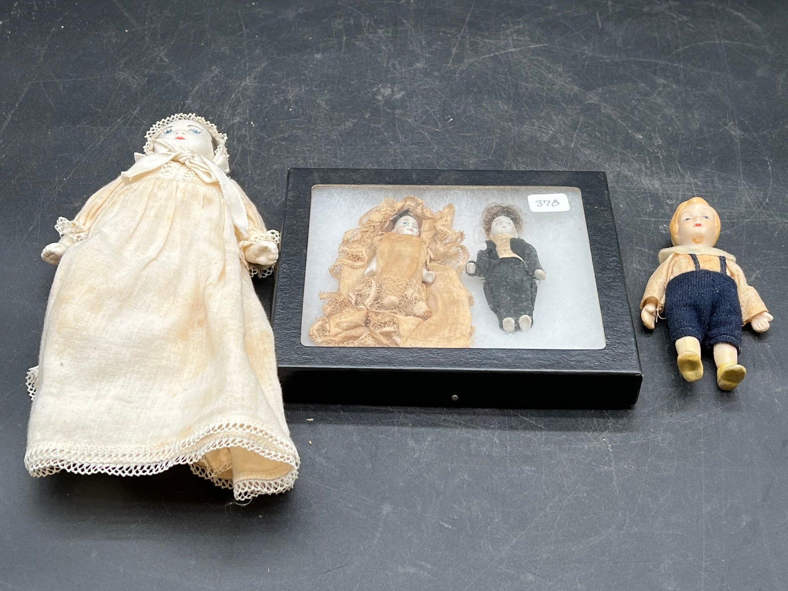 Lot of 4 Early Miniature Dolls: Lot of 4 Early Miniature Dolls. Possibly ceramic