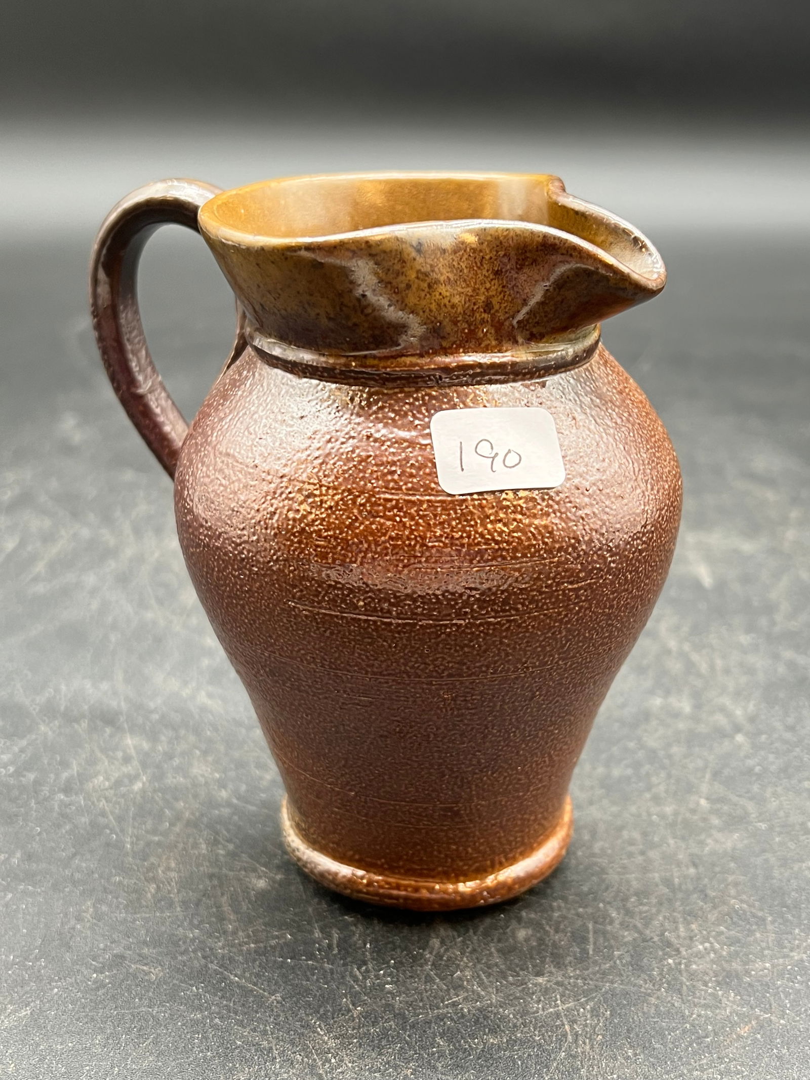 Small Brown Glaze Stoneware Pottery Pitcher: Small Brown Glaze Stoneware Pottery Pitcher