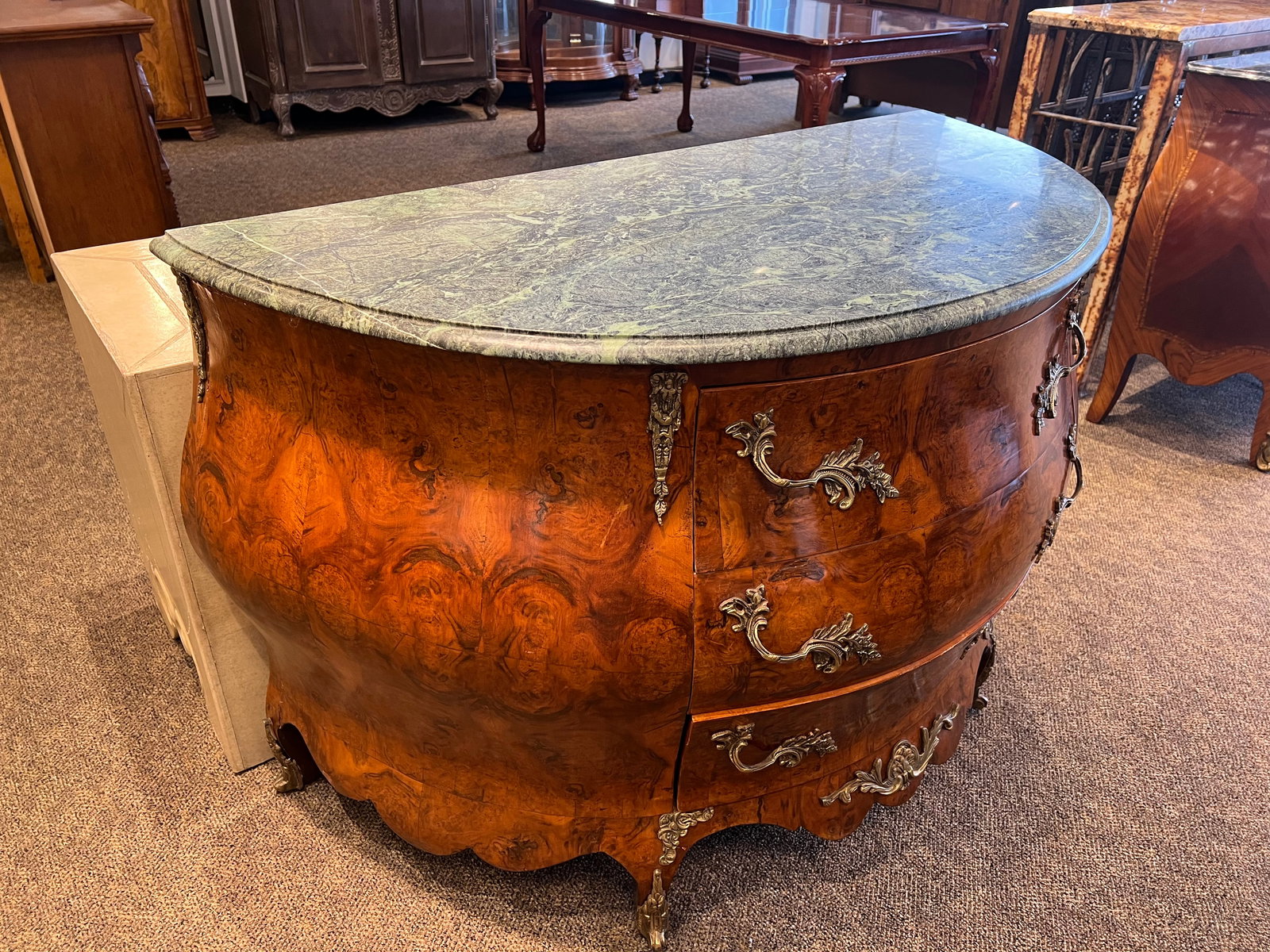 Louis XV French Bombe Marble Top Chest: Louis XV French Bombe Marble Top Chest