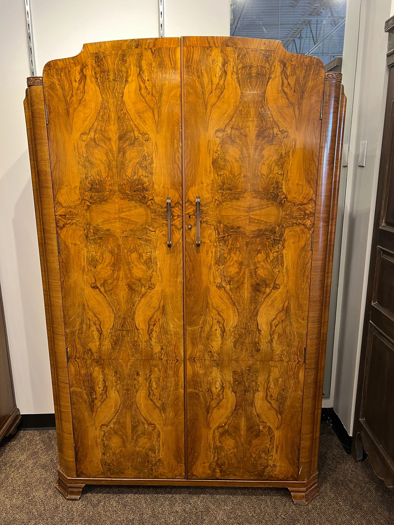 Art Deco Burl Walnut Armoire: Art Deco Burl Walnut Armoire