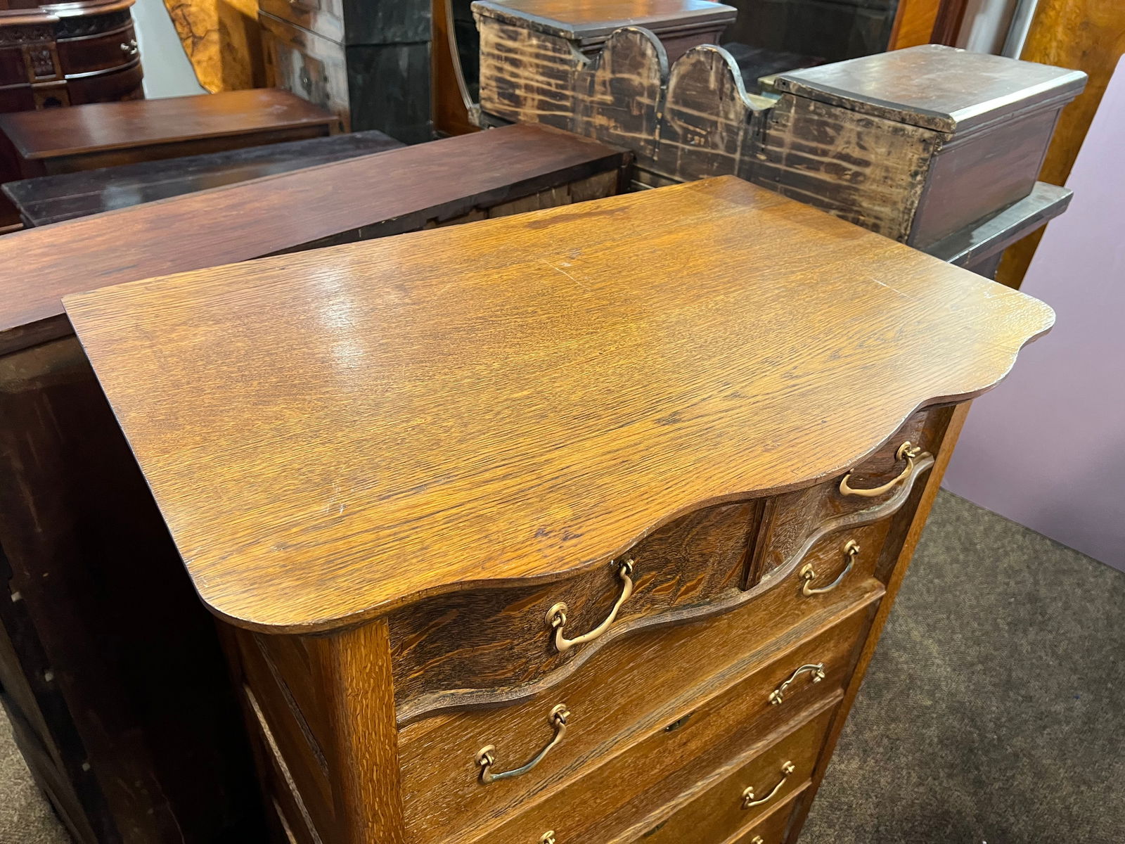 Oak Highboy 2 over 4 Chest - 2