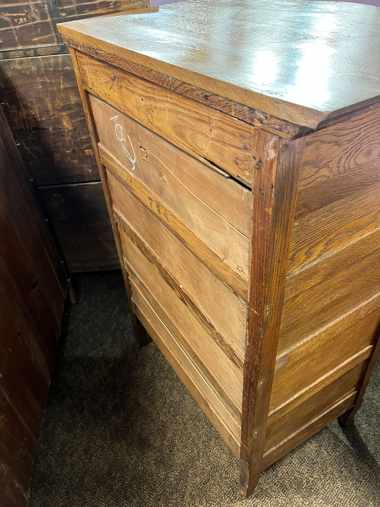 Oak Highboy 2 over 4 Chest - 6