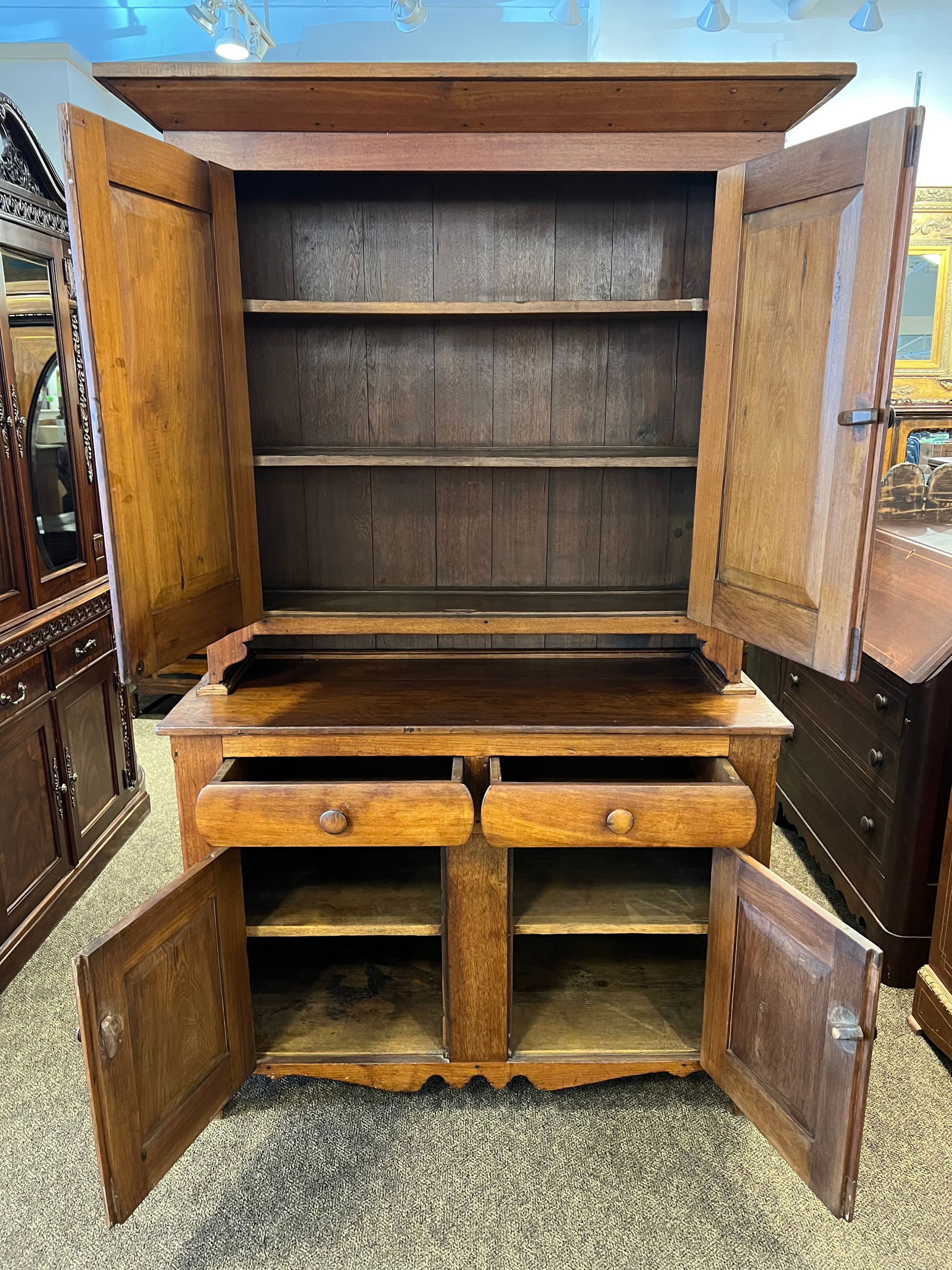 Walnut 2 pc. Step Back Cupboard - 5