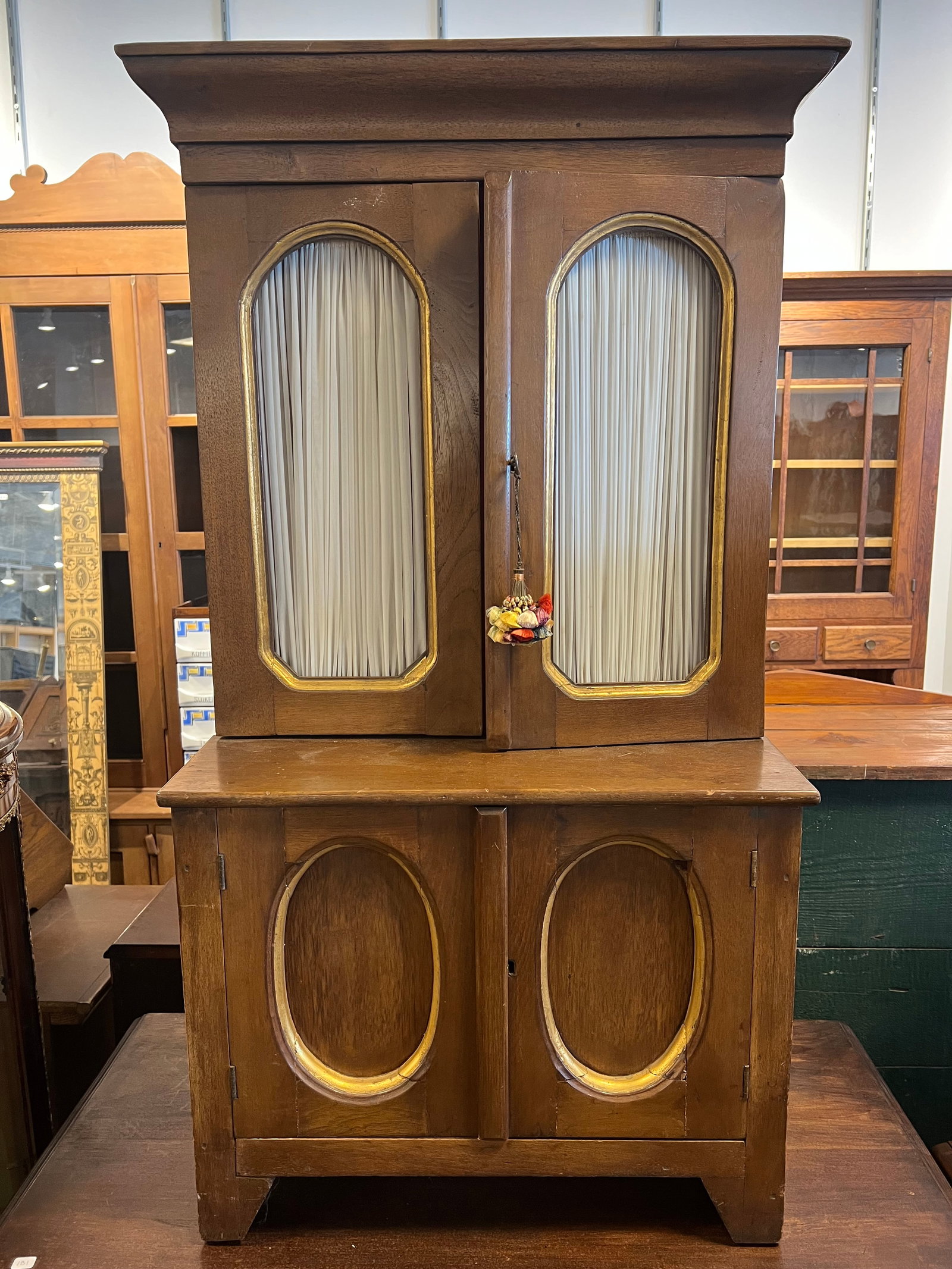 Small Walnut Stepback Cupboard (1 of 9)