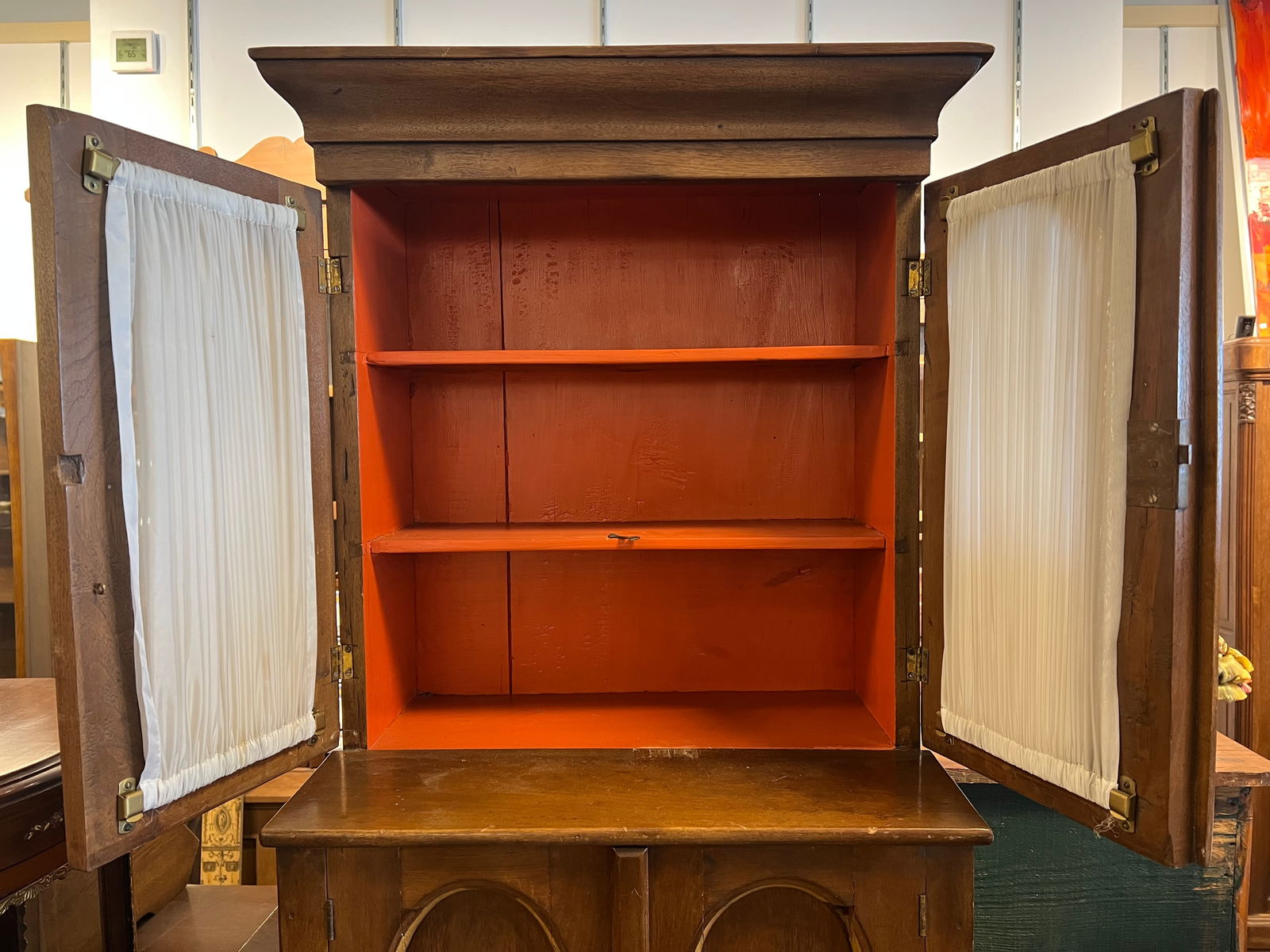 Small Walnut Stepback Cupboard - 4