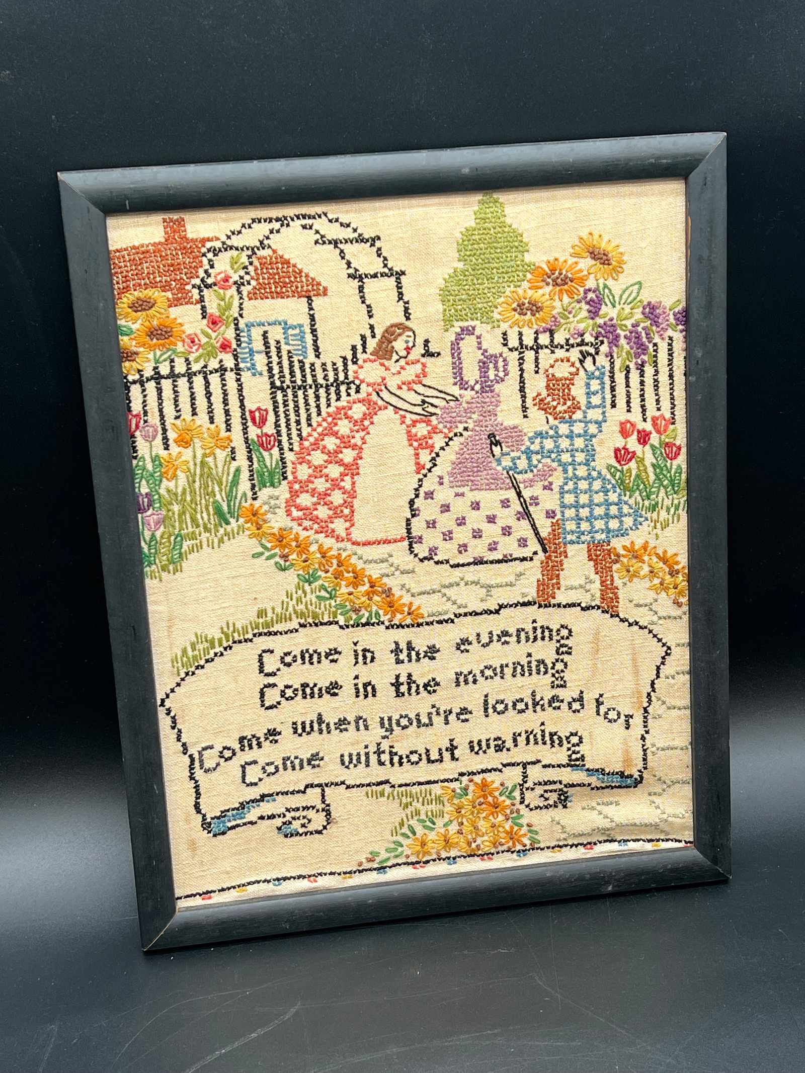 Early Needlepoint in Frame - 2