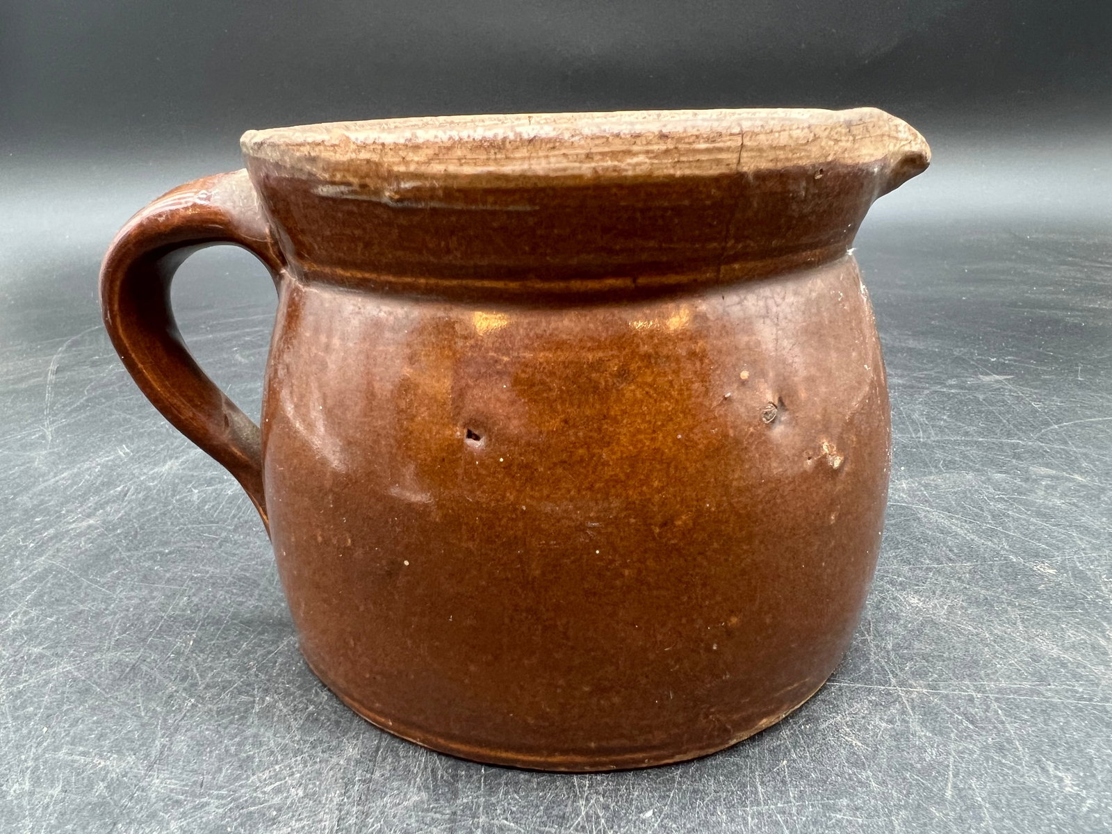 Early Brown Stoneware Pottery Pitcher (1 of 7)