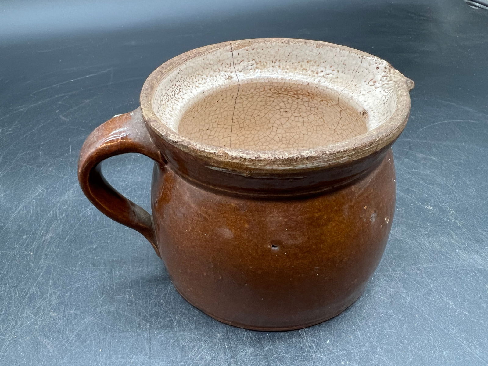 Early Brown Stoneware Pottery Pitcher - 2