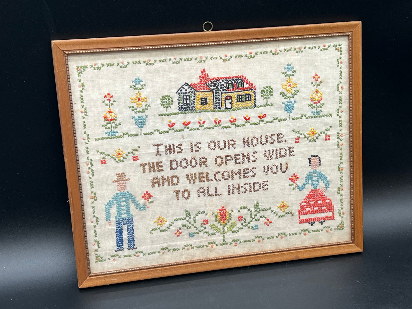 Early Needlepoint in Frame - 2
