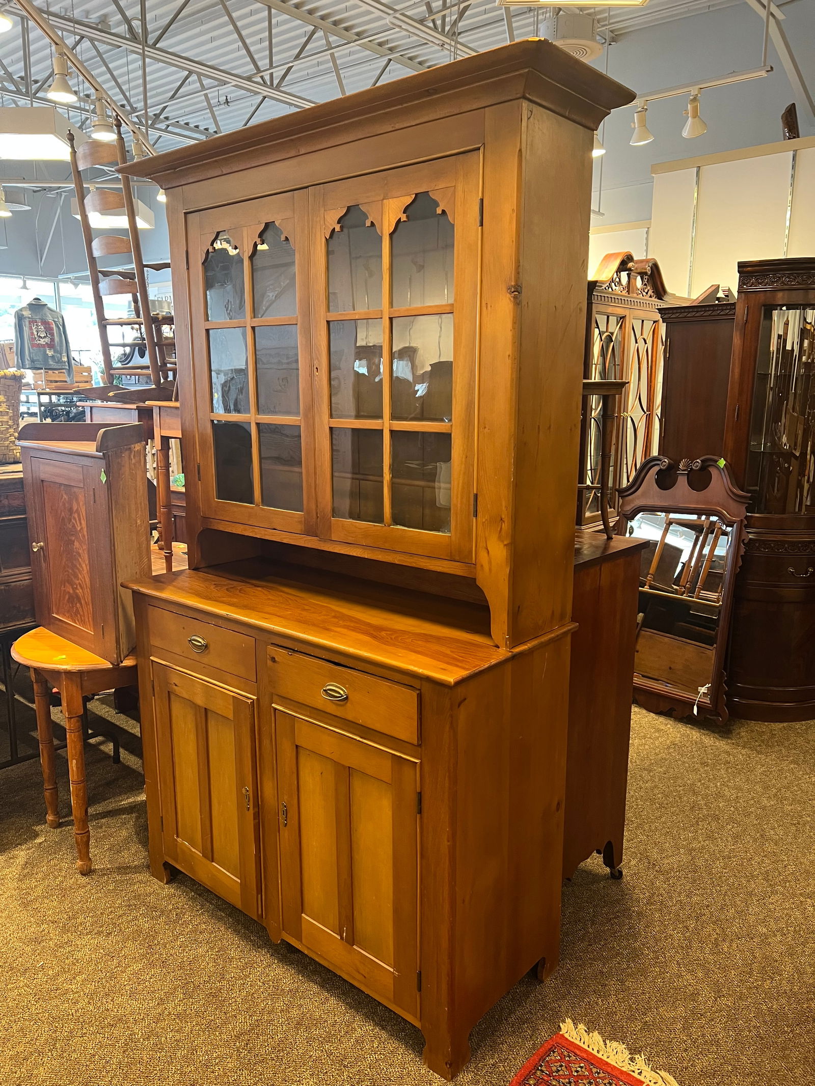 Pine/Poplar Step Back Cupboard - 2