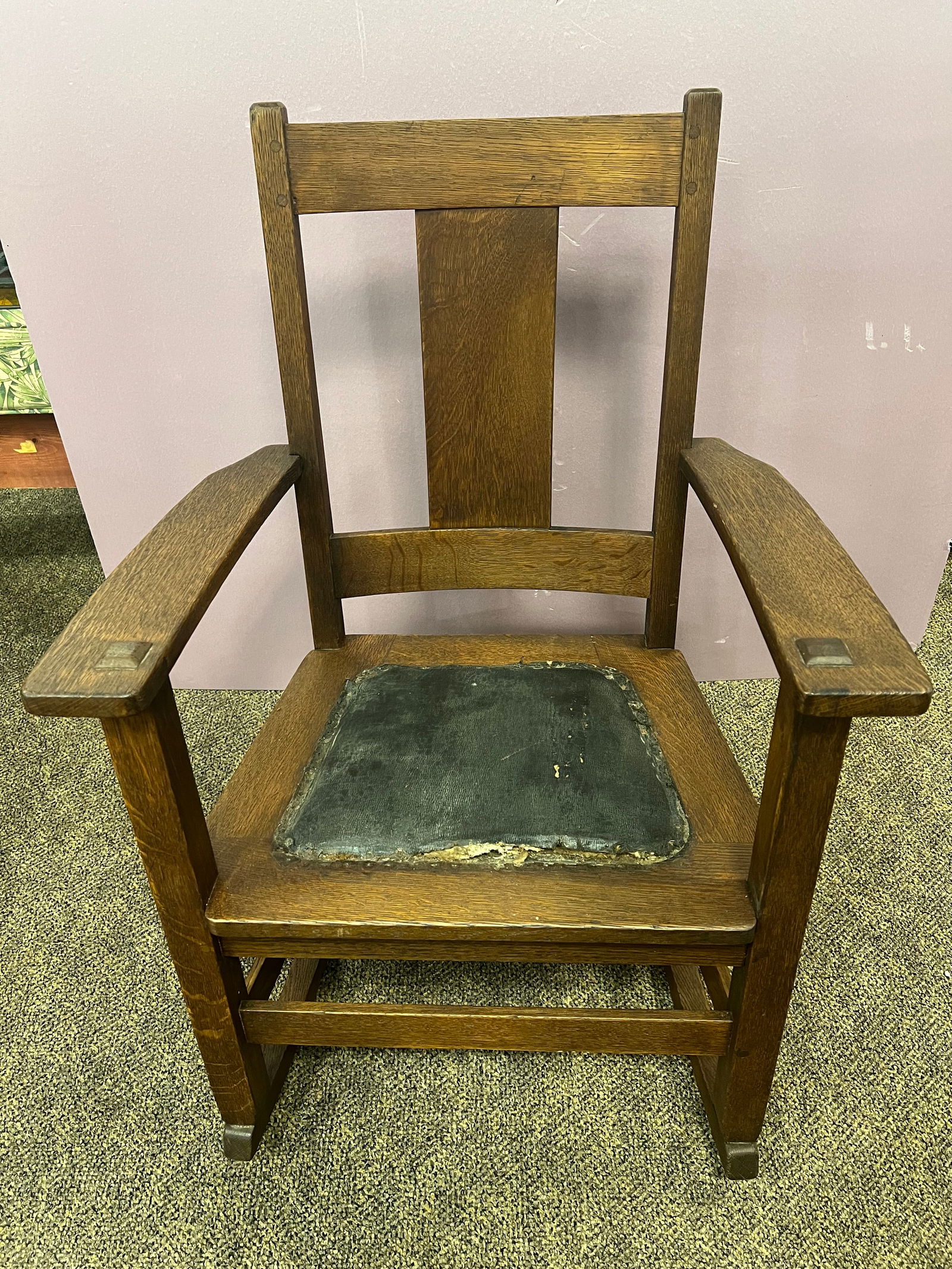 Signed Limbert Rocker: Signed Limbert Rocker original finish signed underneath arm.