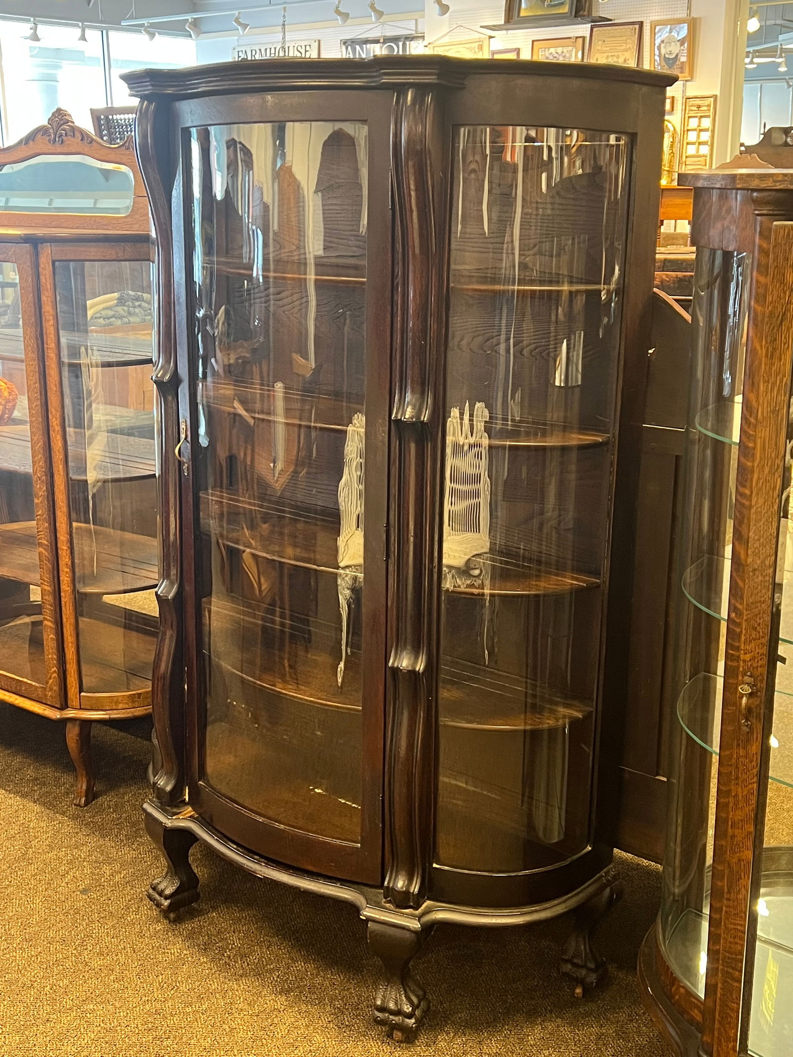 Oak Bow Front China Cabinet: Oak Bow Front China Cabinet