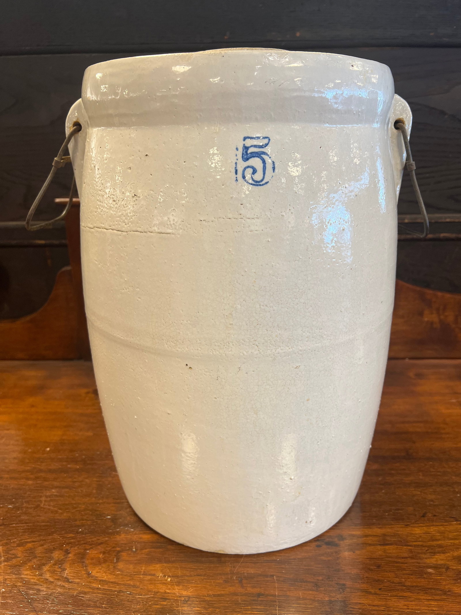 5 Gallon Salt Glaze Stoneware Lidded Crock: 5 Gallon Salt Glaze Stoneware Lidded Crock
