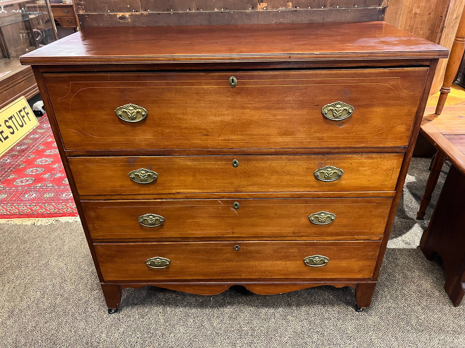 Period Walnut 4 Drawer Chest (1 of 5)