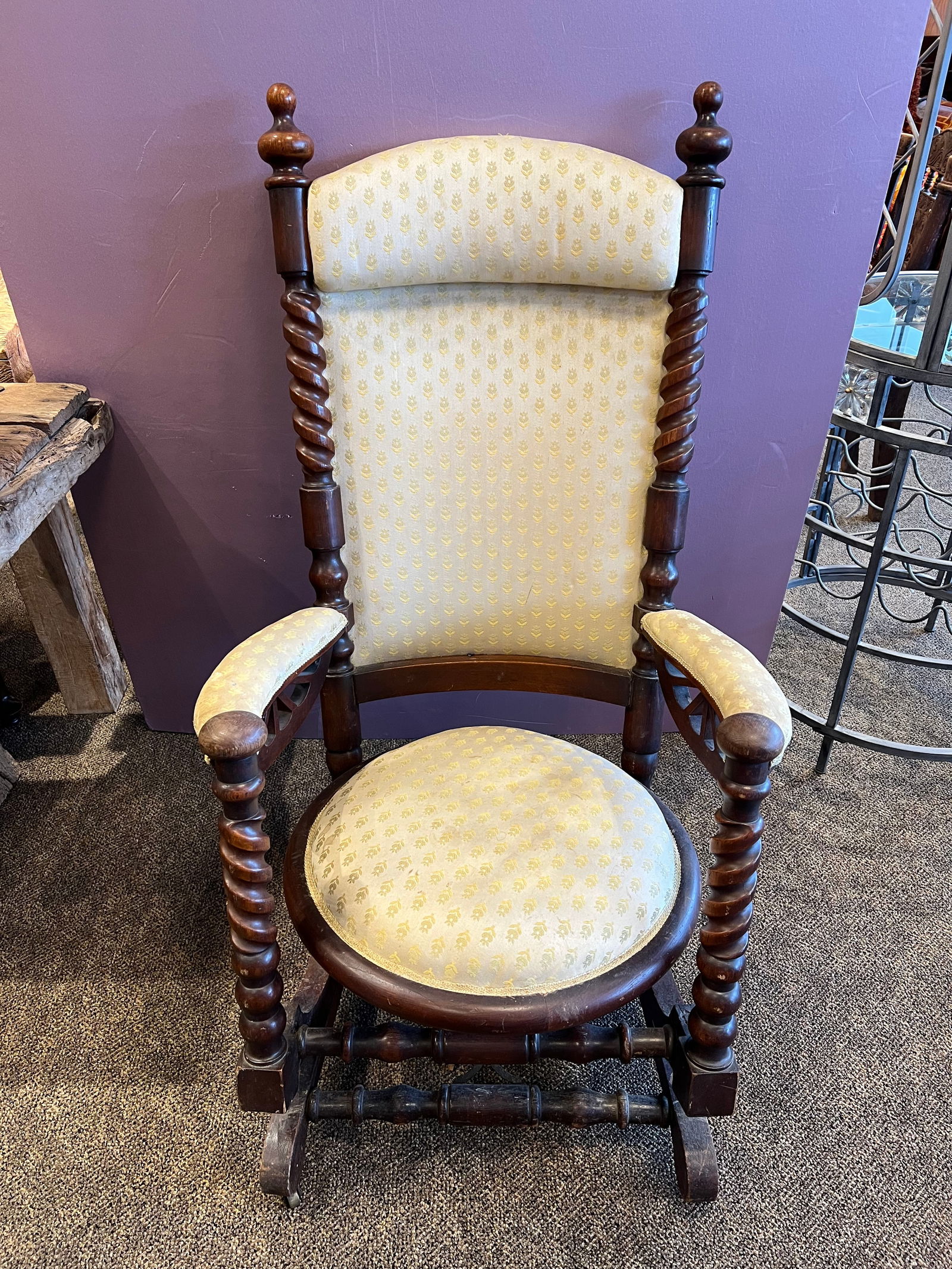 Barley Twist Adjustable Rocker Attributed to Hunzinger: Barley Twist Adjustable Rocker Attributed to Hunzinger.