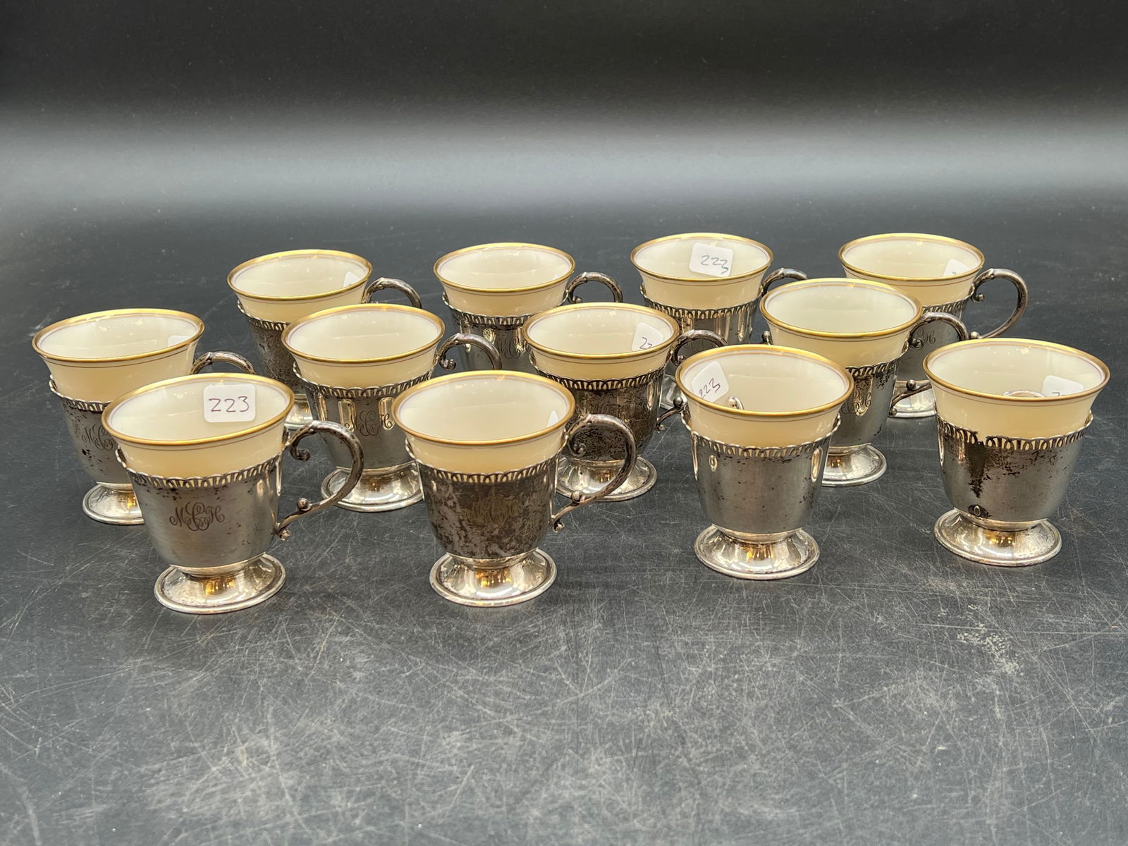 Lot of 12 Lenox Sterling Silver Demitasse Cups (1 of 5)