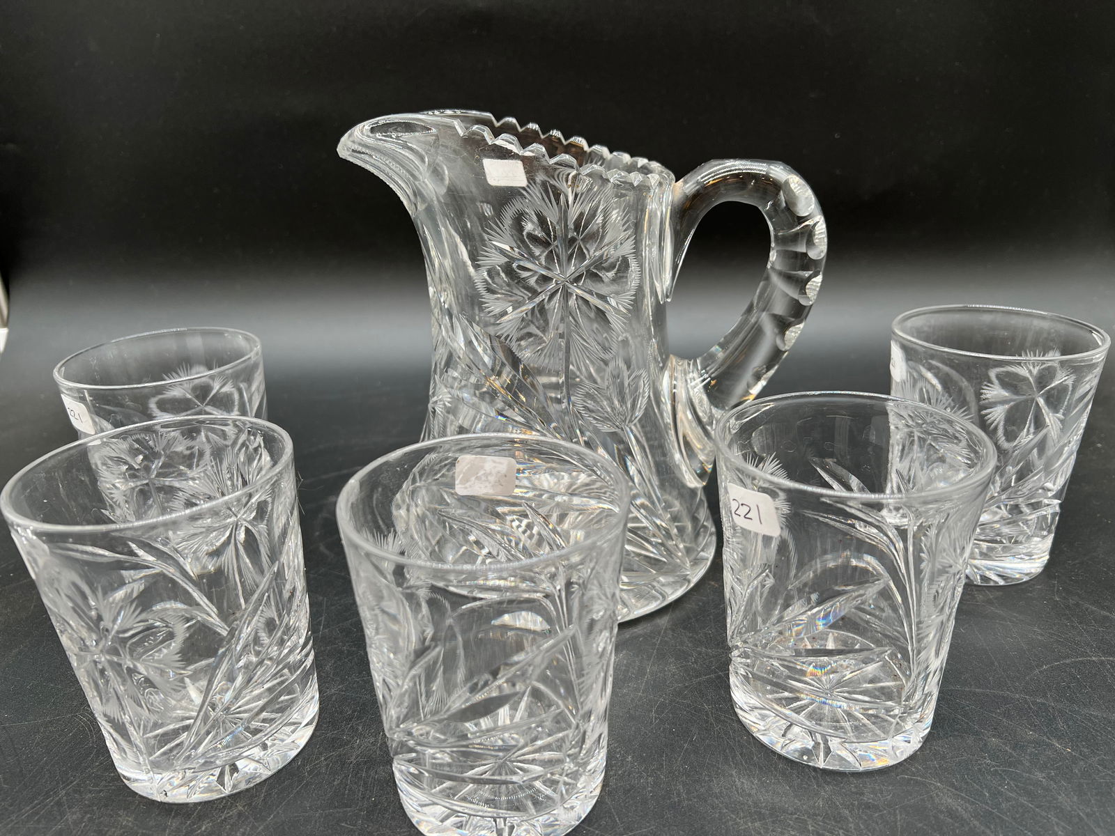 6 pc. Cut Glass Water Set: 6 pc. Cut Glass Water Set